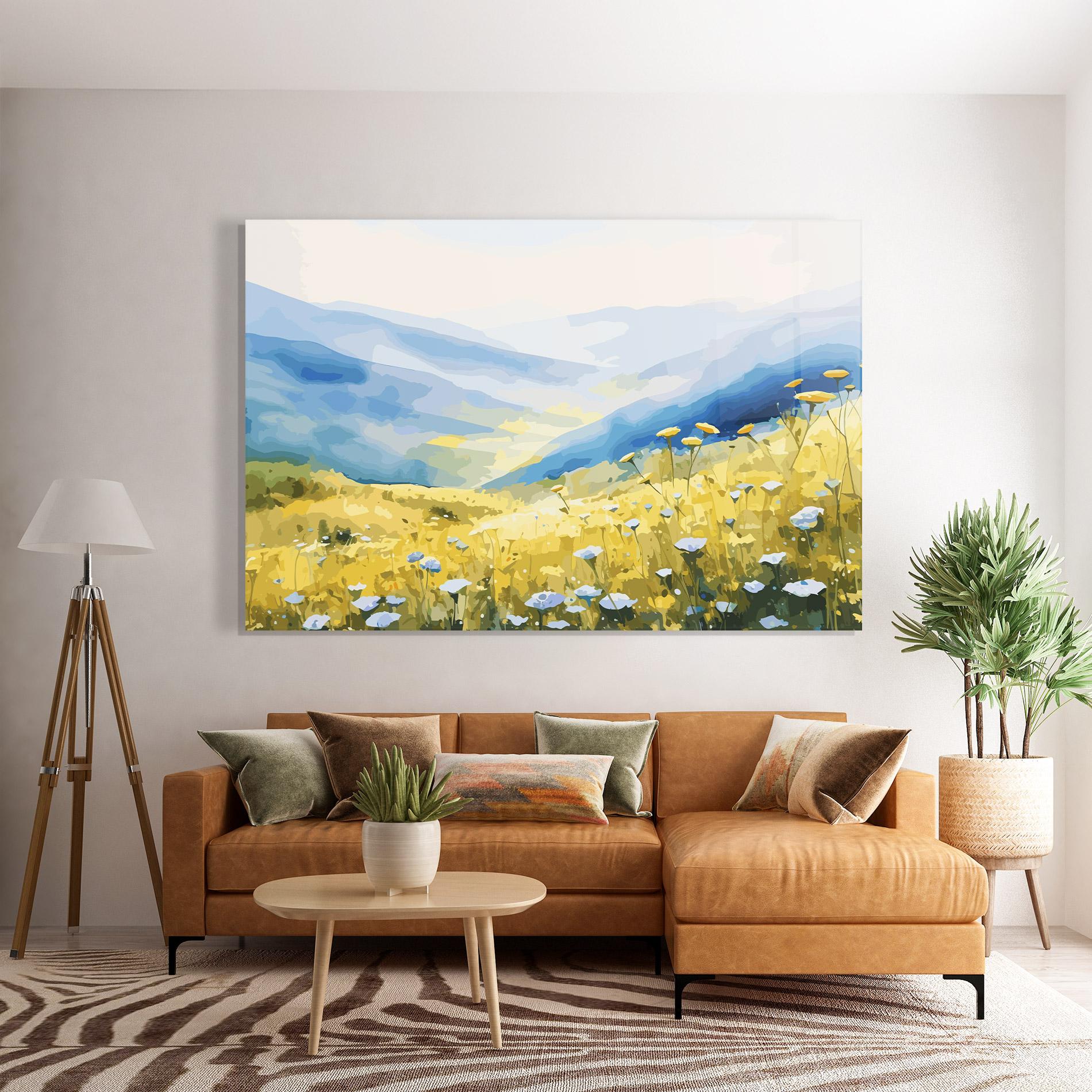 Tablou Sticla Daisy Field Art mockup 7