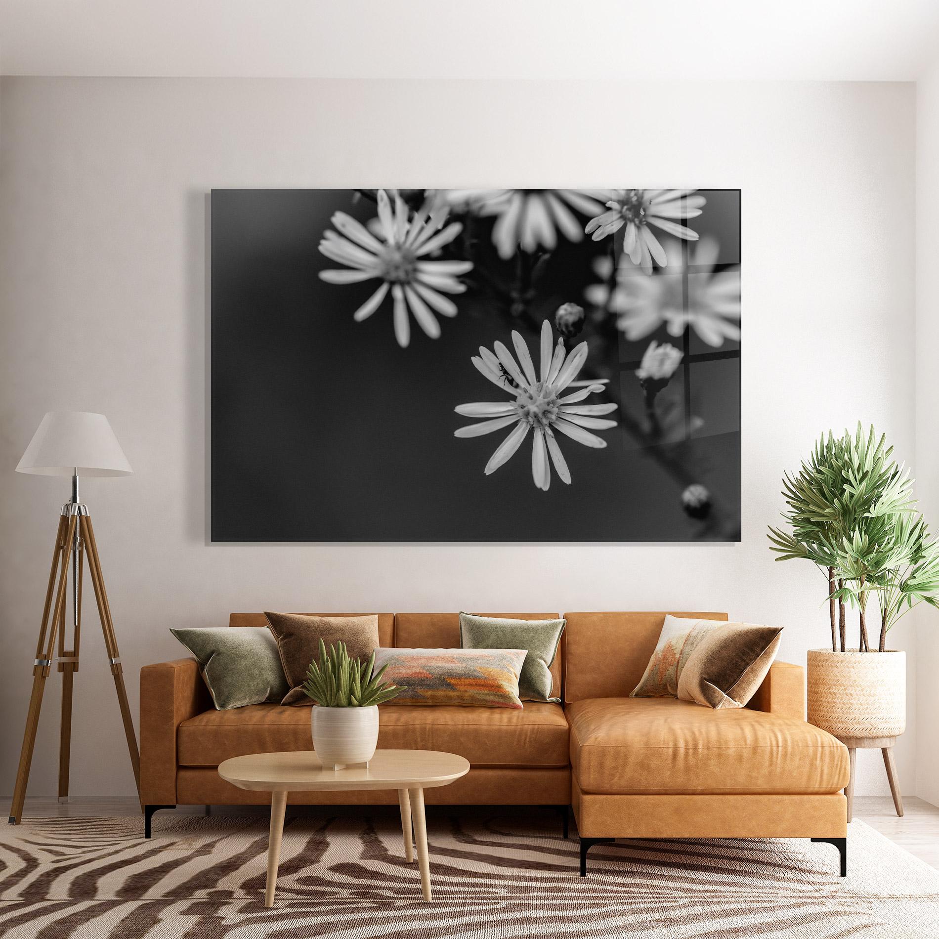 Tablou Sticla Grey Small Daisy mockup 7