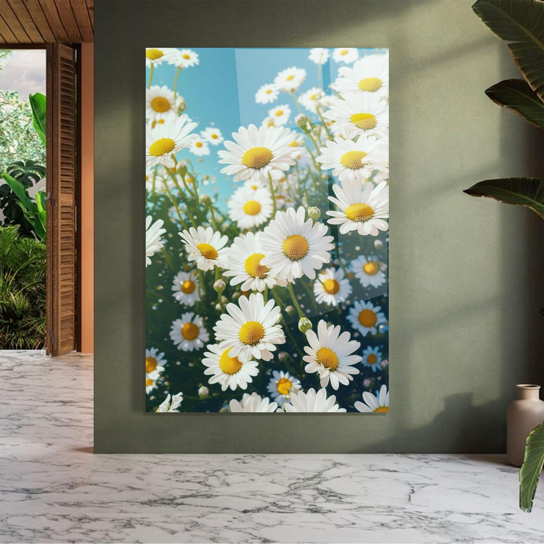 Tablou Sticla Daisy Field View mockup 7