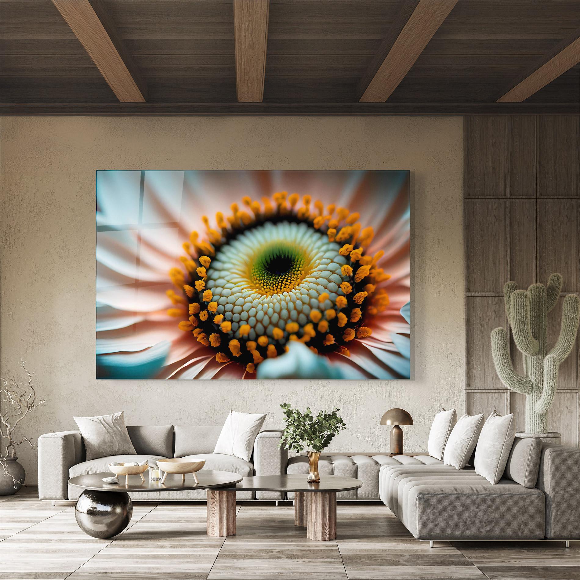 Tablou Sticla Big Blue Daisy mockup 8