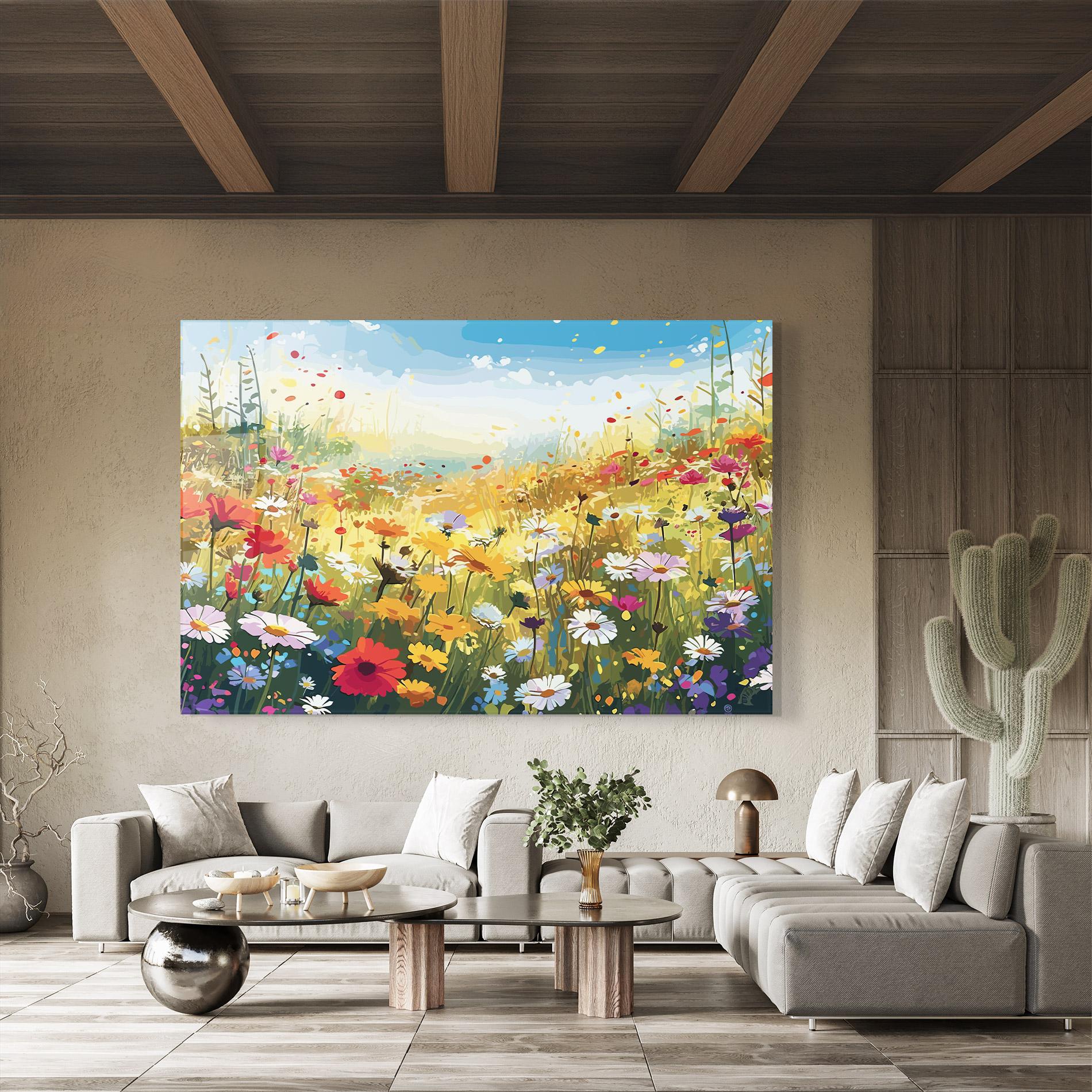 Tablou Sticla Colorful Daisy Mix mockup 8