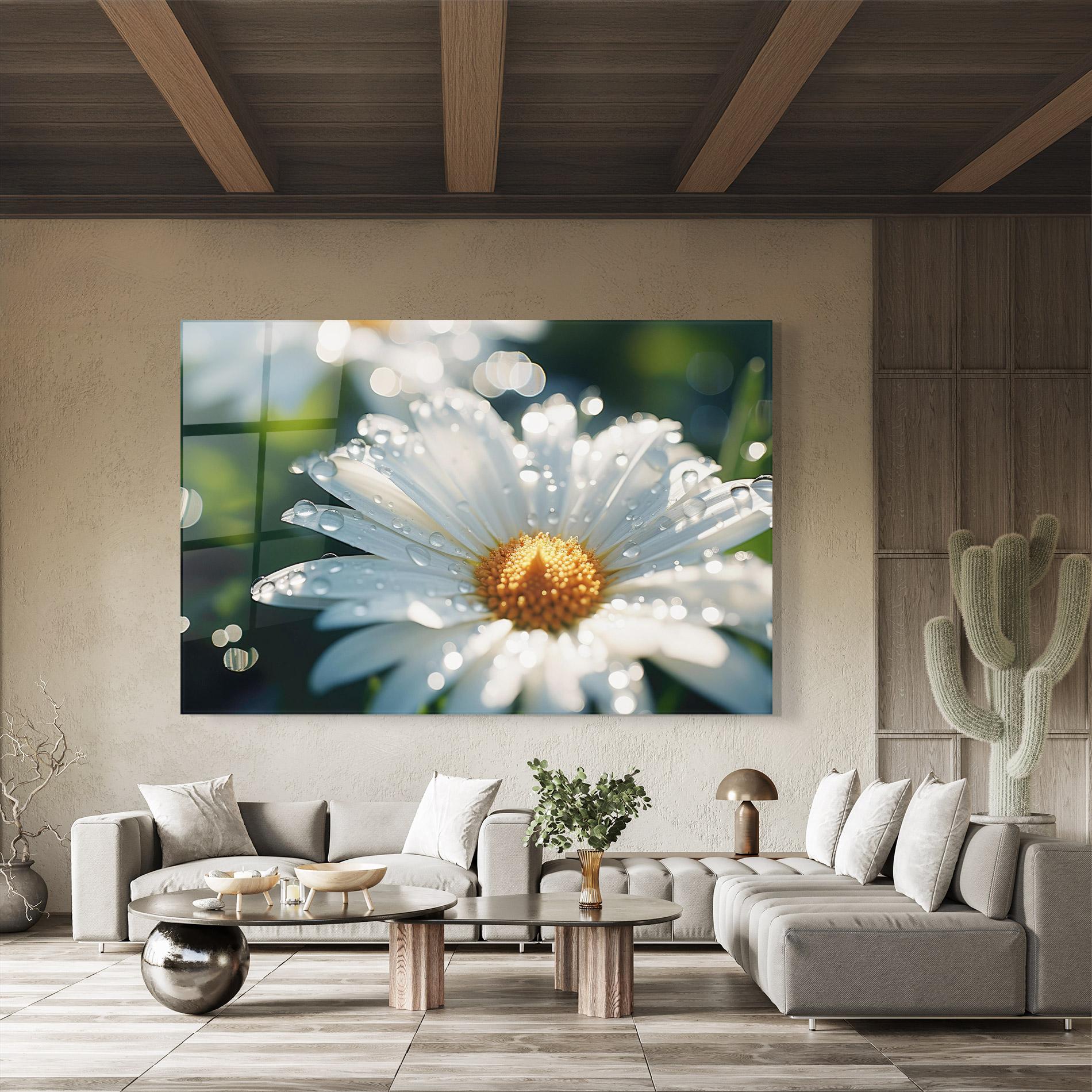 Tablou Sticla Daisy After Rain Close Up mockup 8