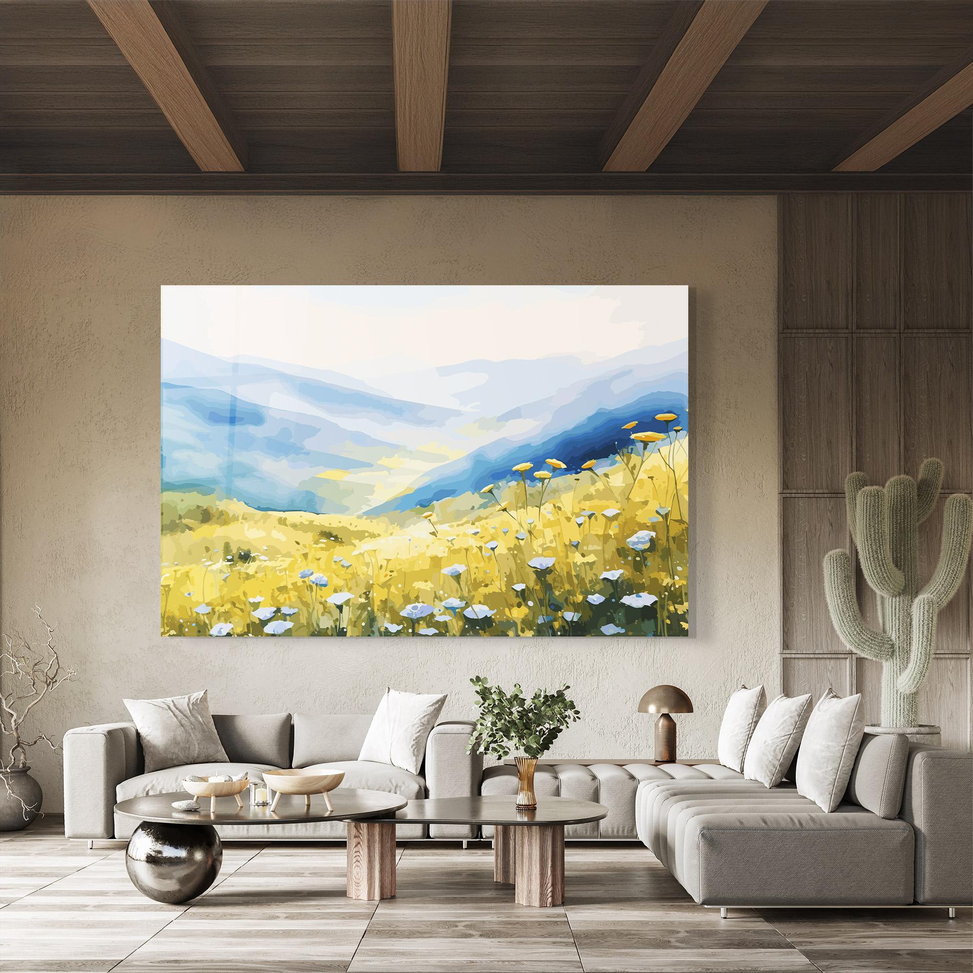 Tablou Sticla Daisy Field Art mockup 8