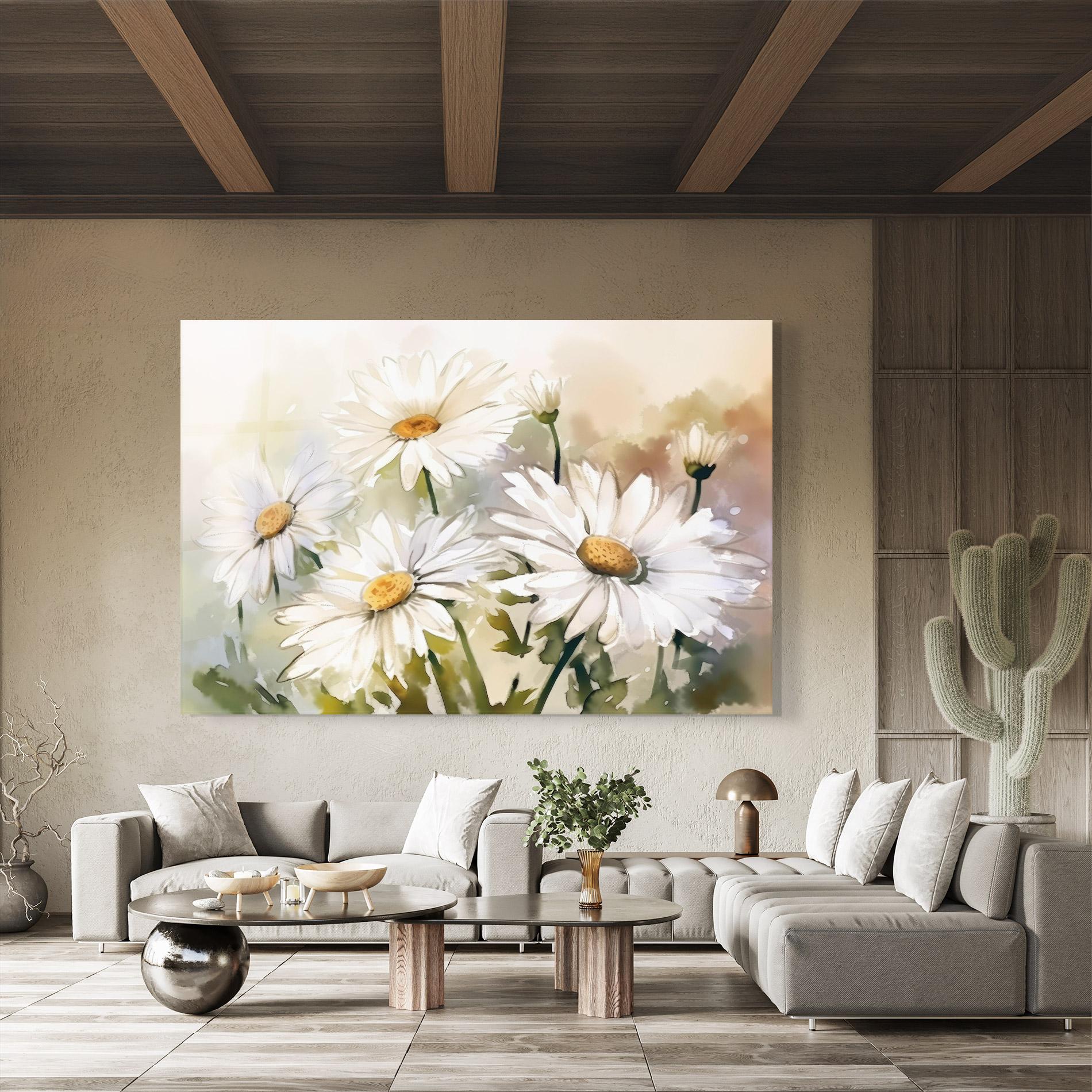 Tablou Sticla Daisy Painting mockup 8