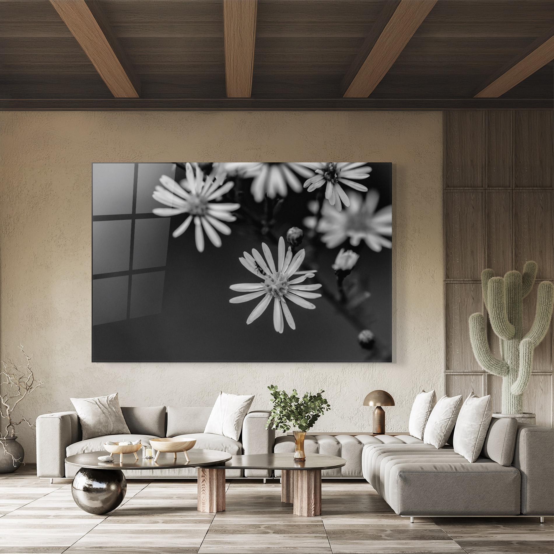 Tablou Sticla Grey Small Daisy mockup 8