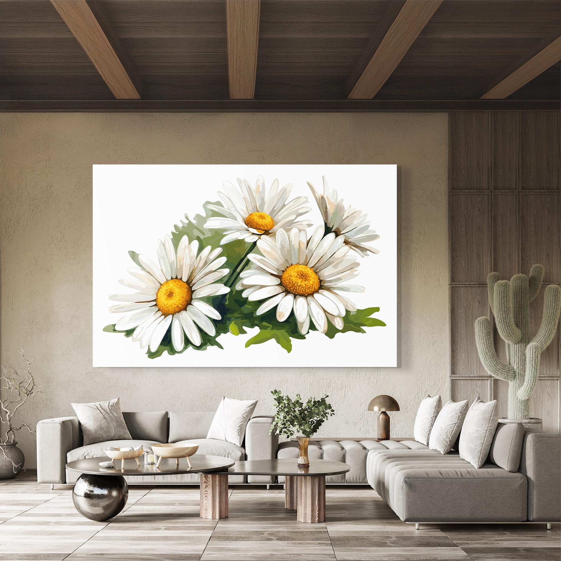 Tablou Sticla Grey White Daisy mockup 8