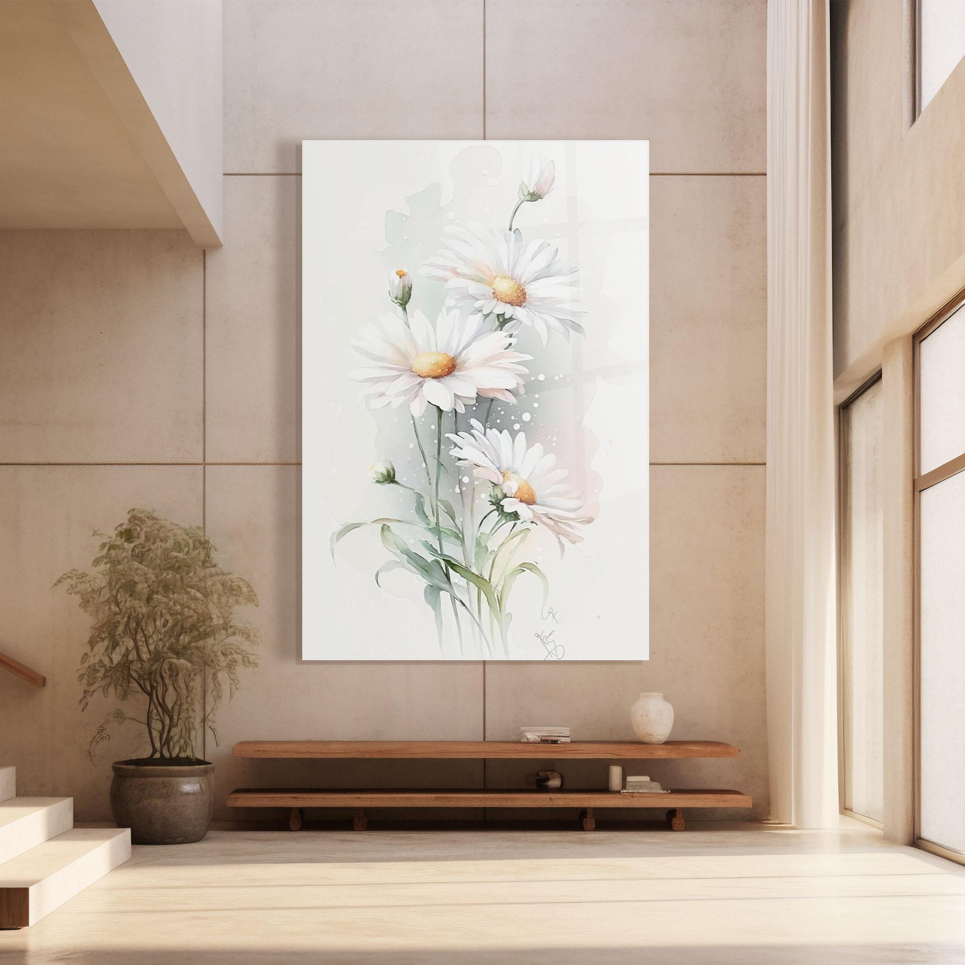 Tablou Sticla Dreamy White Daisy mockup 8