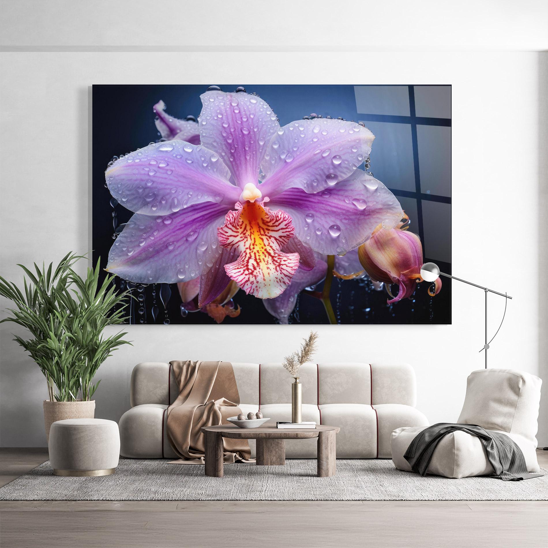 Tablou Sticla Orchid In Rain mockup 9