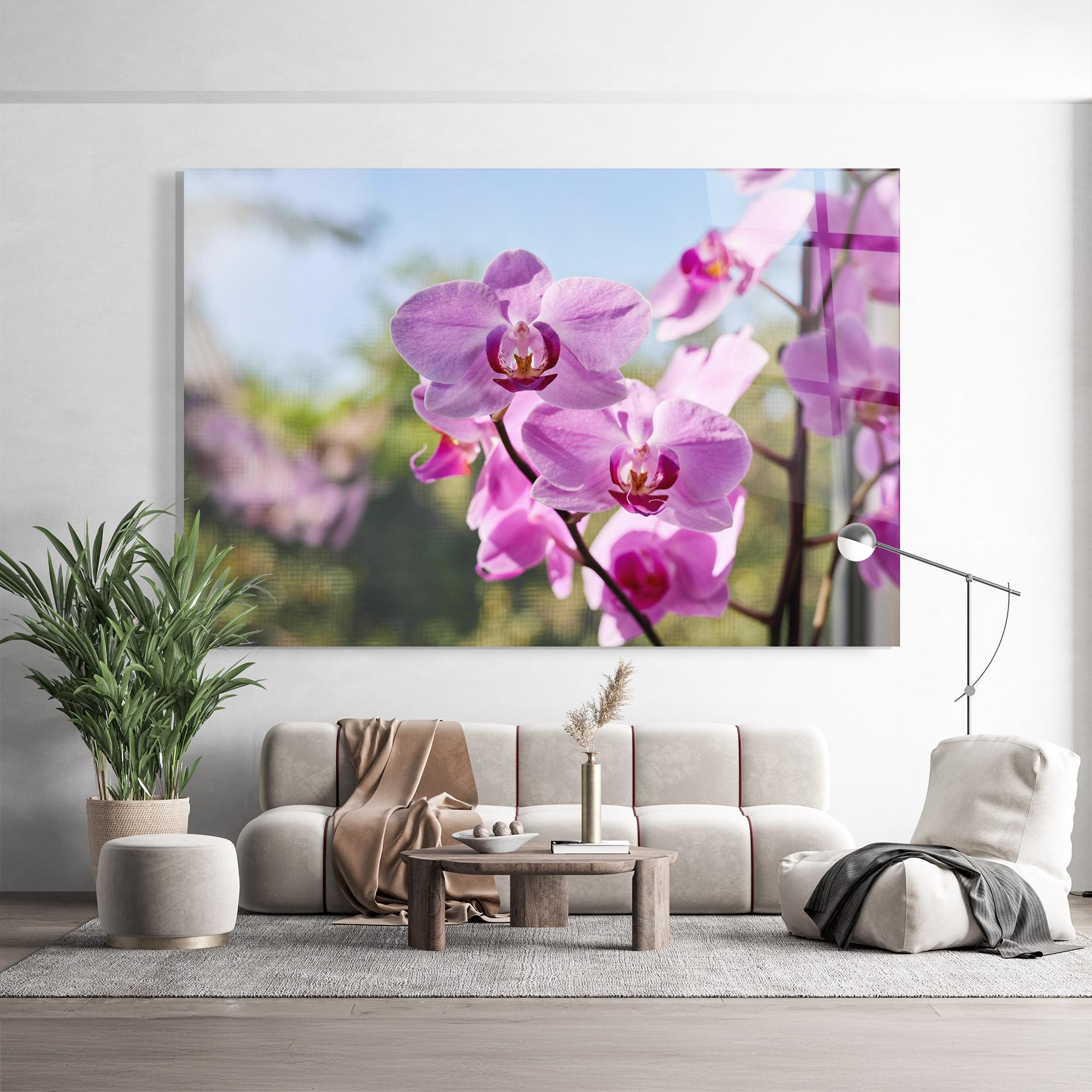 Tablou Sticla Orchids In The Garden mockup 9