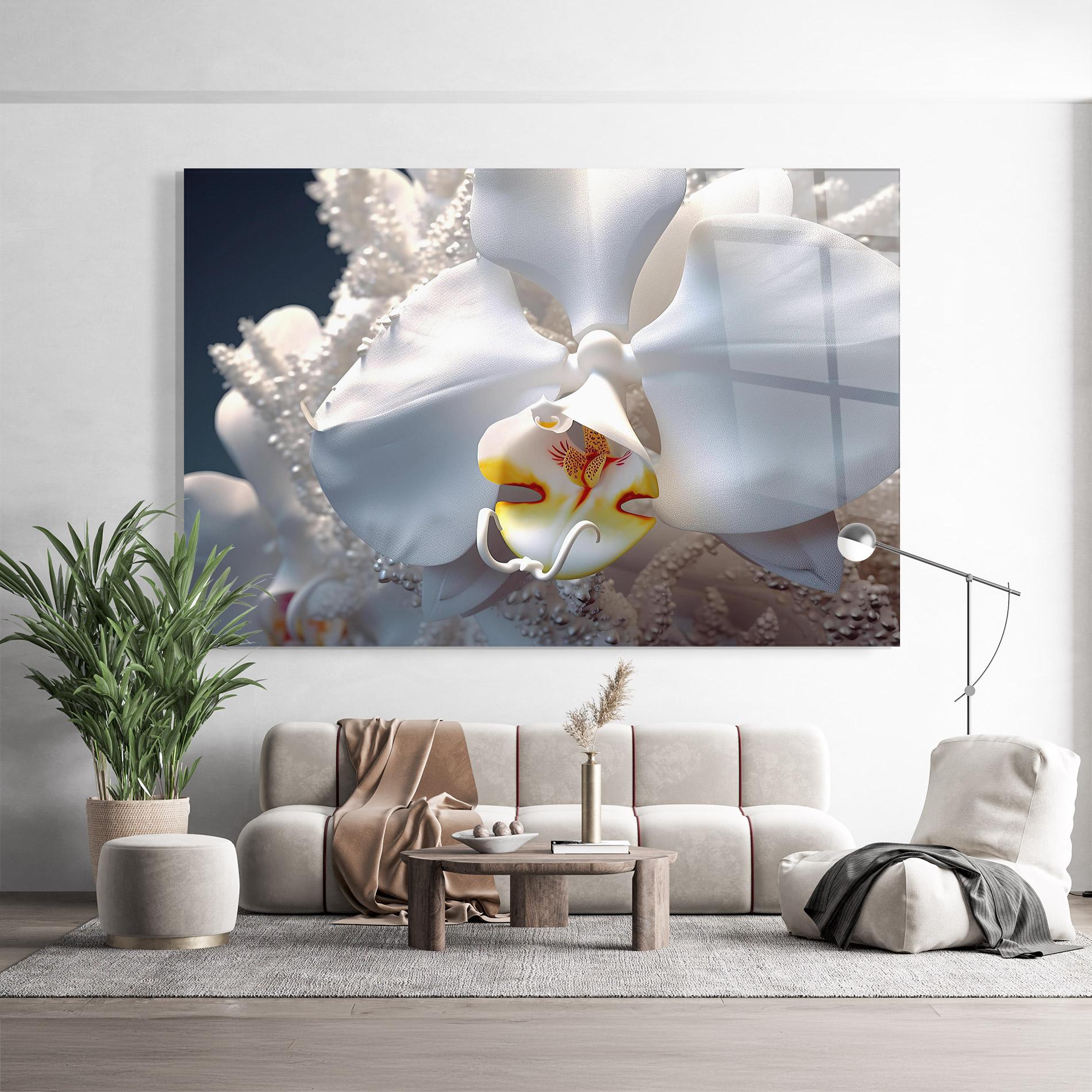 Tablou Sticla Texture White Orchid mockup 9