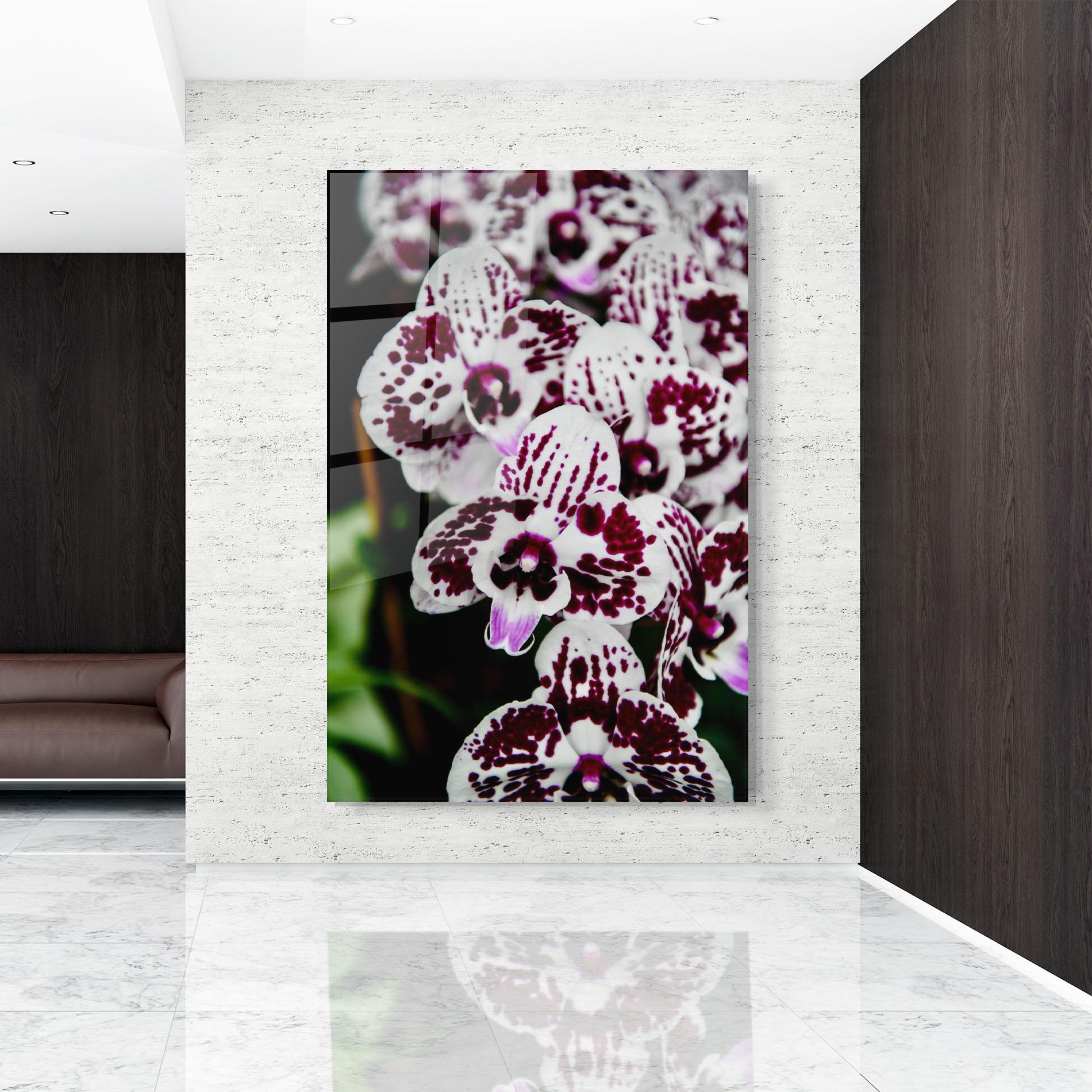Tablou Sticla Dark Purple Orchids mockup 9