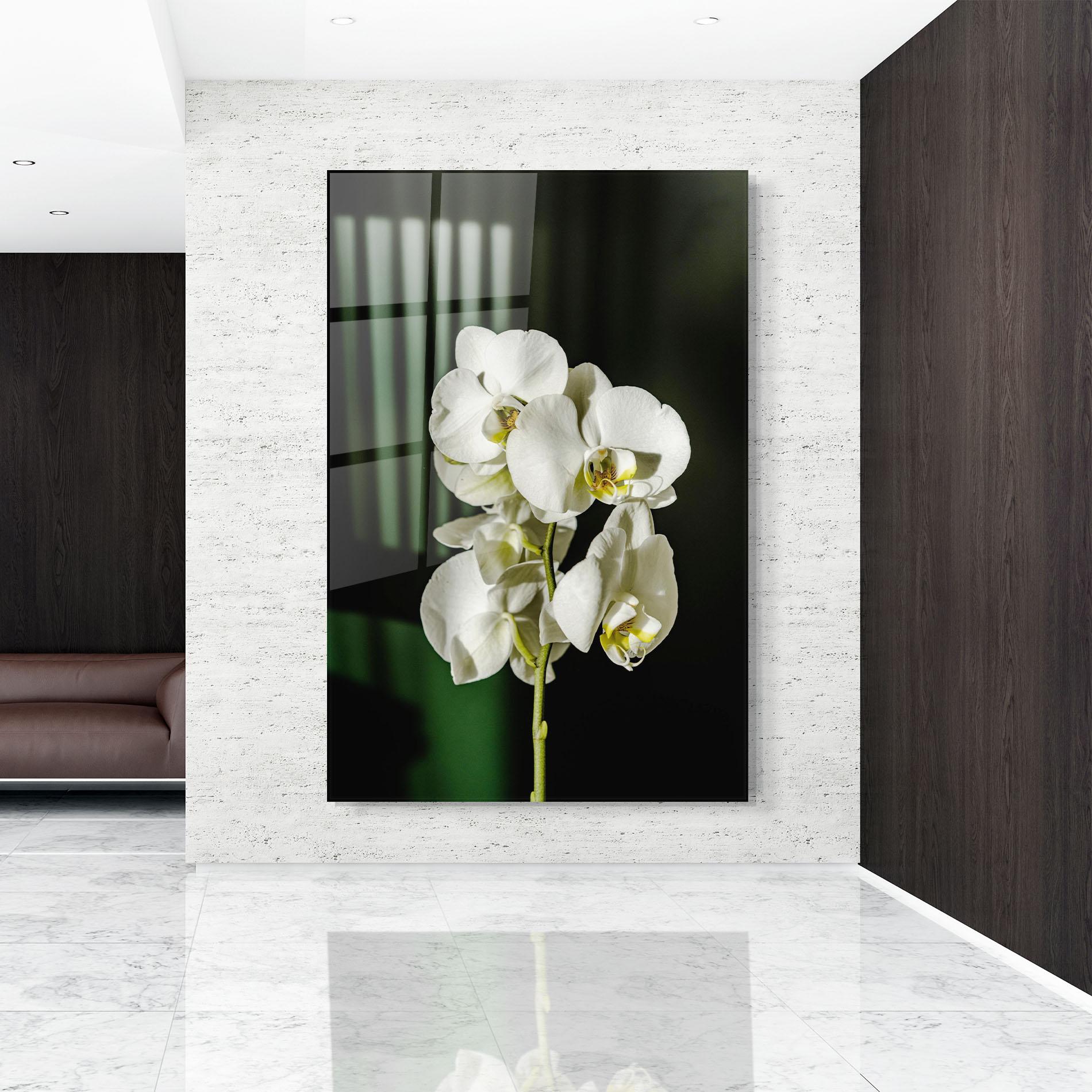 Tablou Sticla Orchid On Green mockup 9