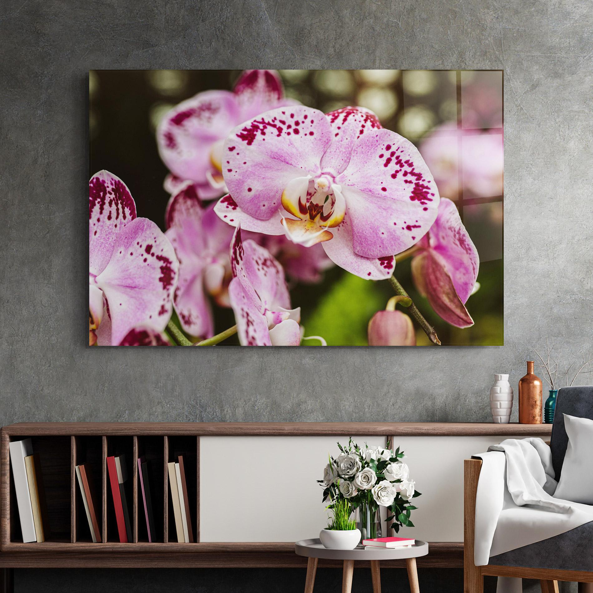 Tablou Sticla Big Pink Orchid In Nature mockup 2