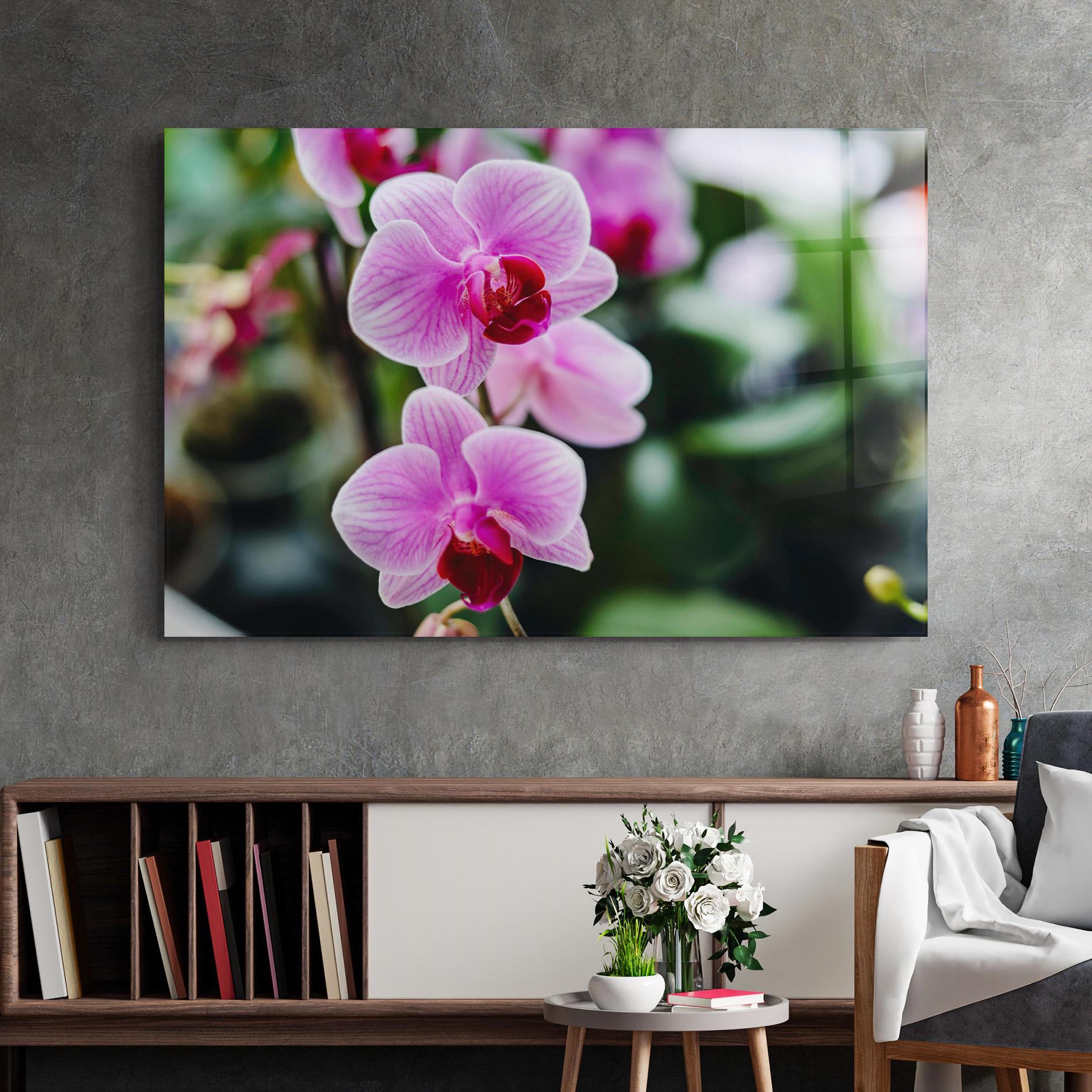 Tablou Sticla Garden Purple Orchids mockup 2