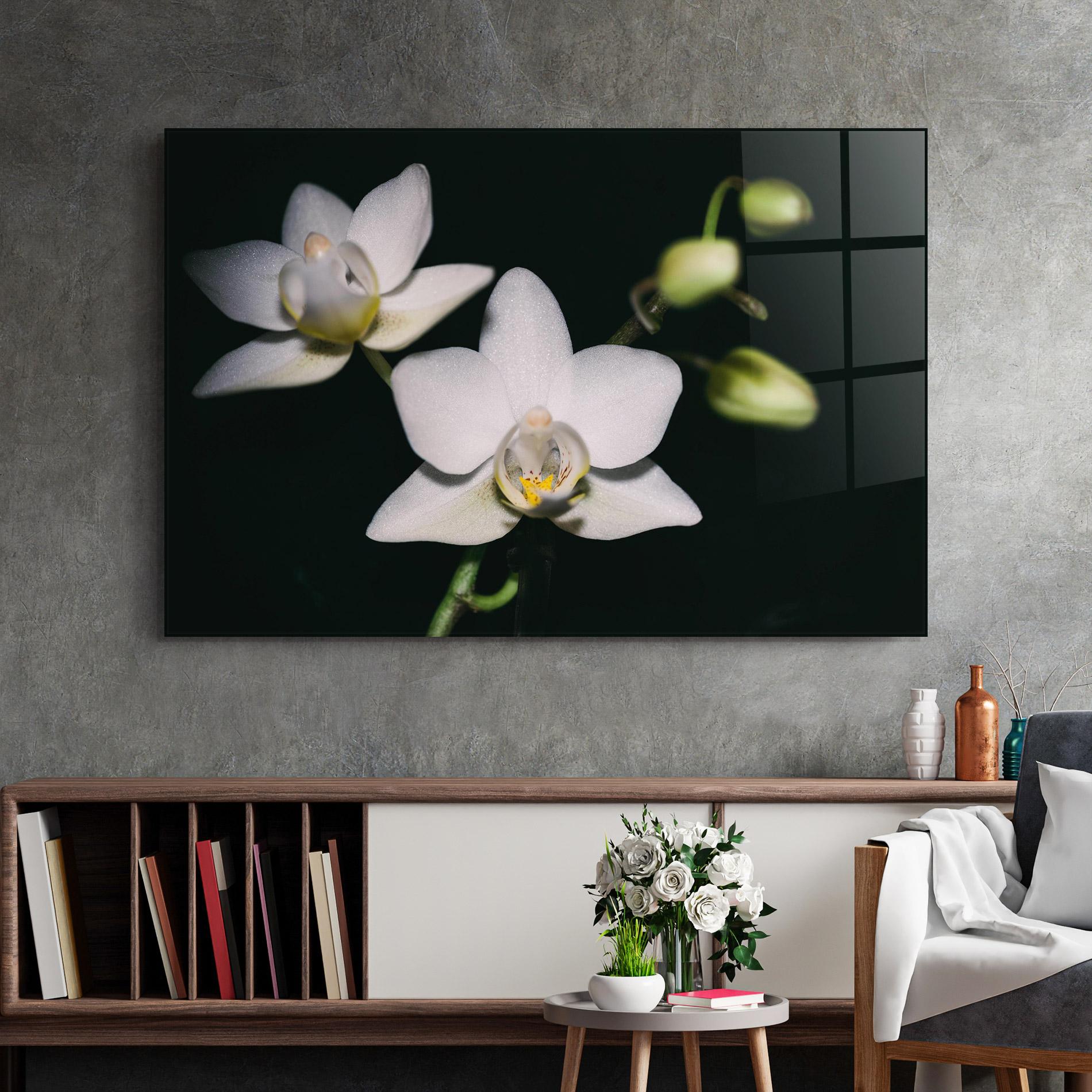 Tablou Sticla Orchids On Black mockup 2