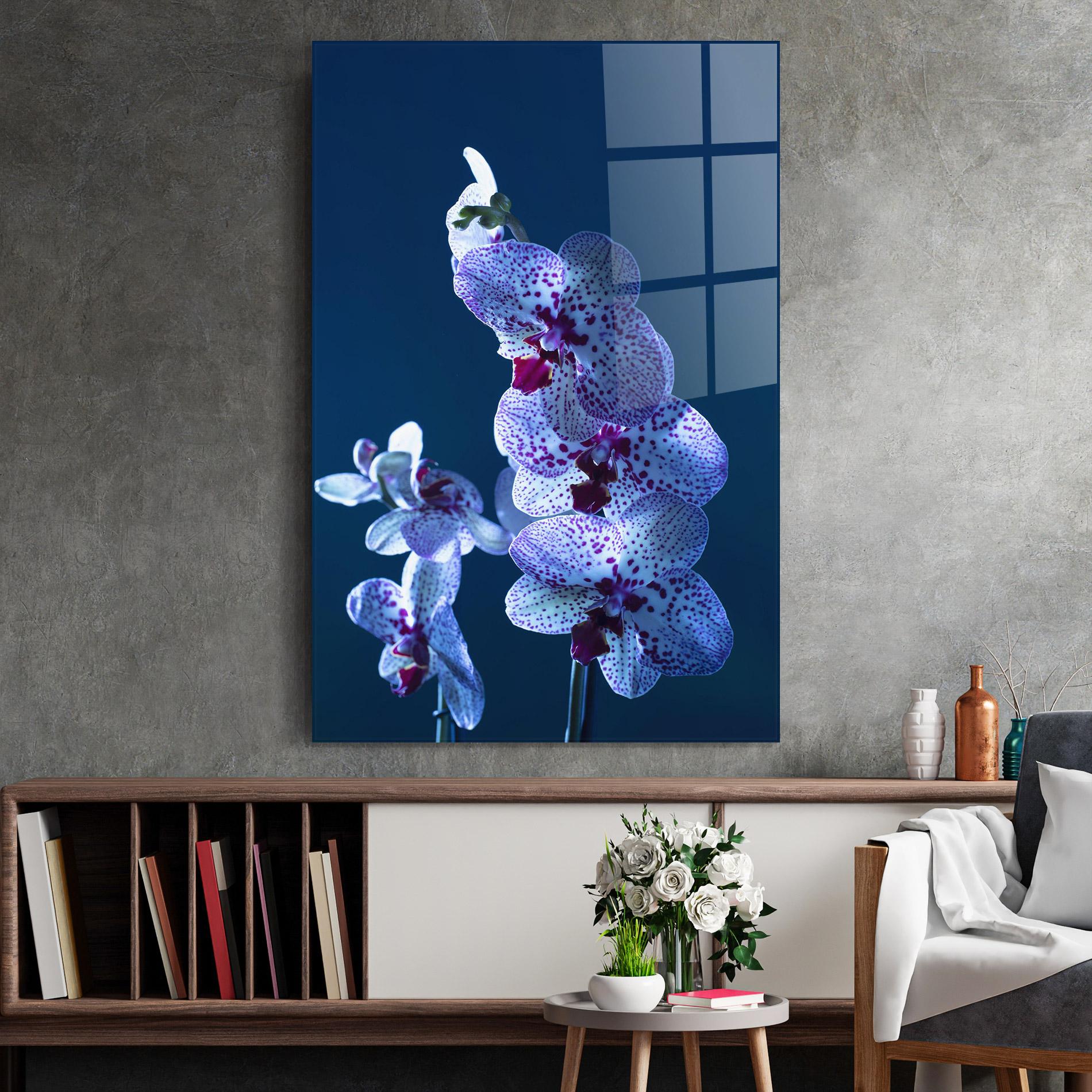 Tablou Sticla Blue Light Orchid mockup 2