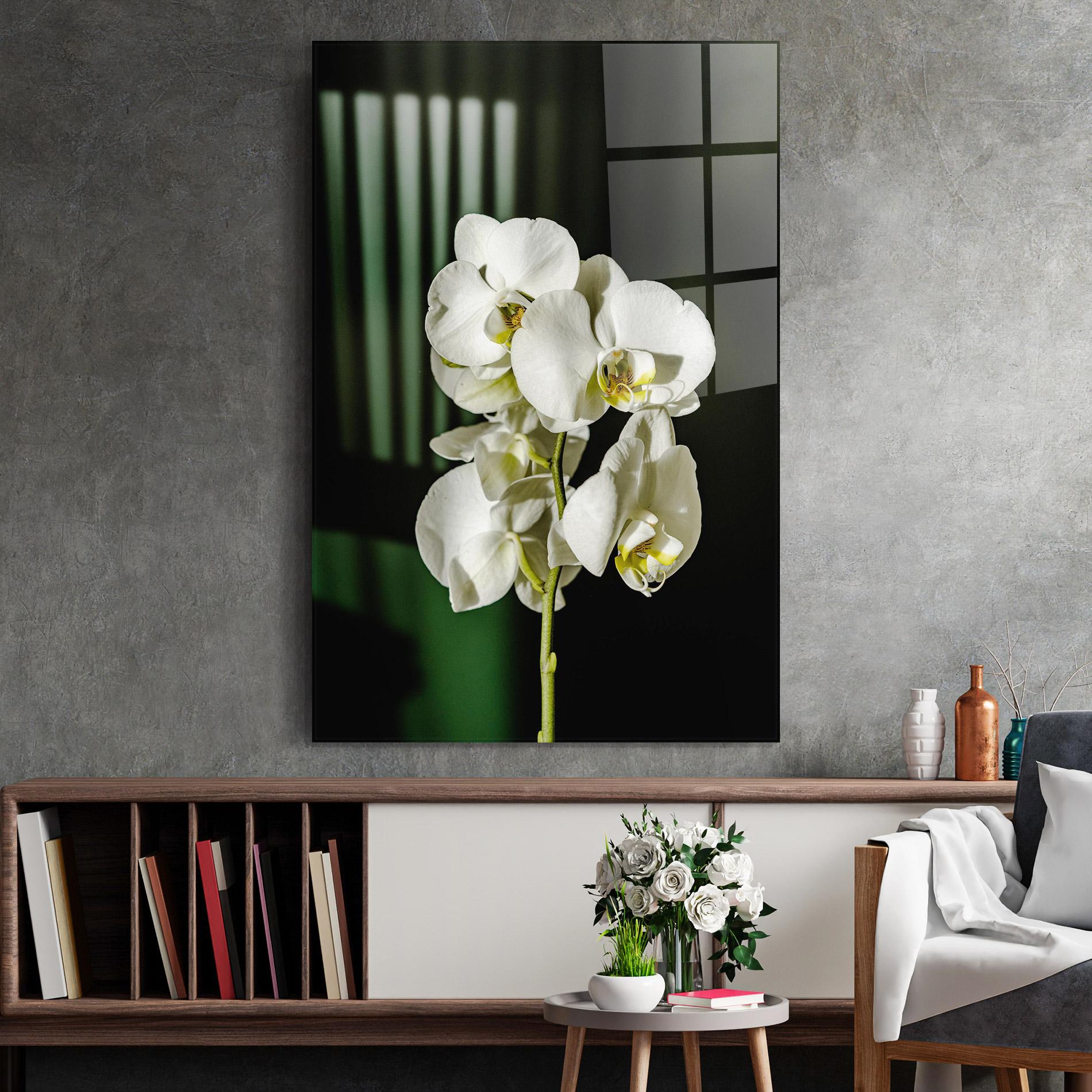 Tablou Sticla Orchid On Green mockup 2