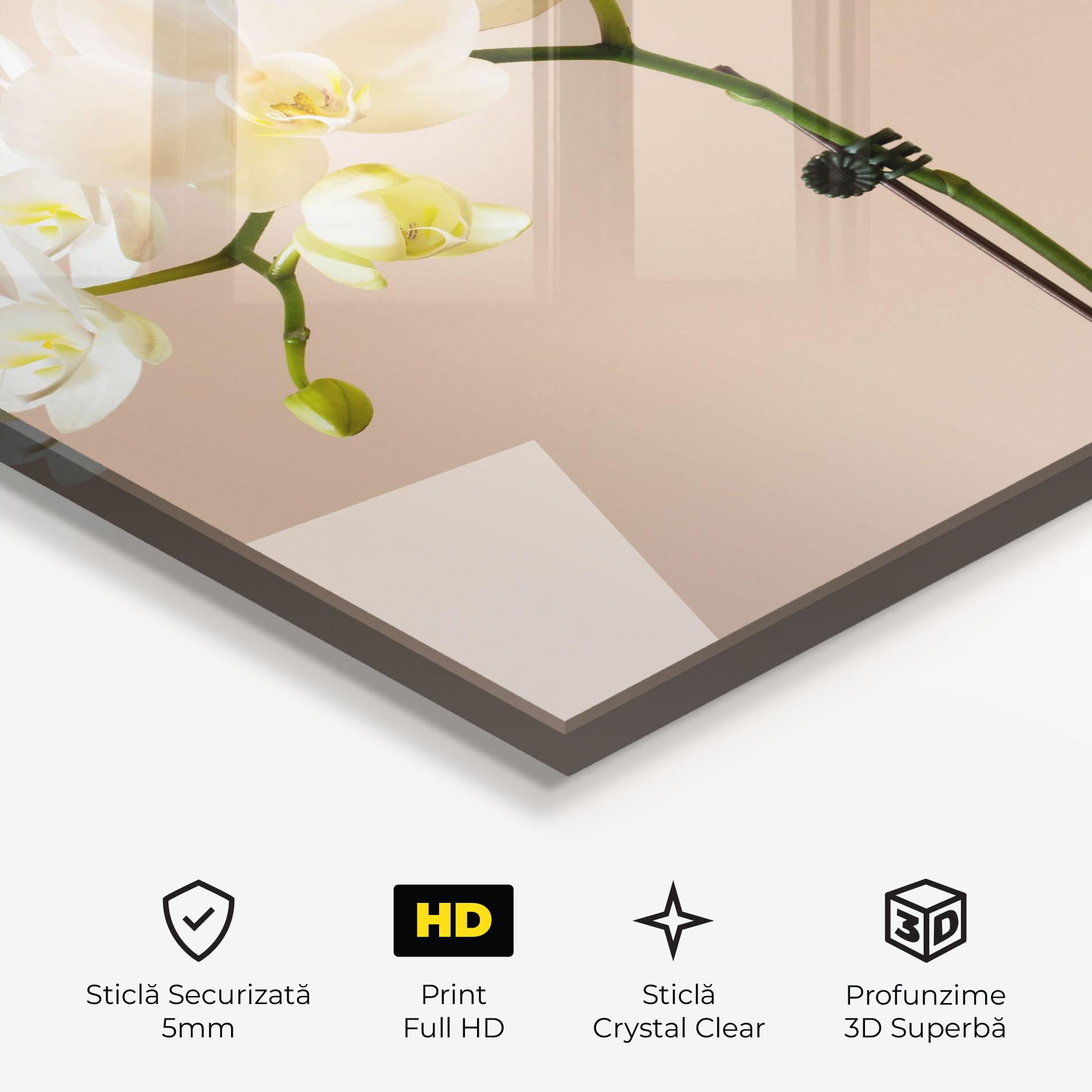 Tablou Sticla Cream Orchid On Pink mockup 3