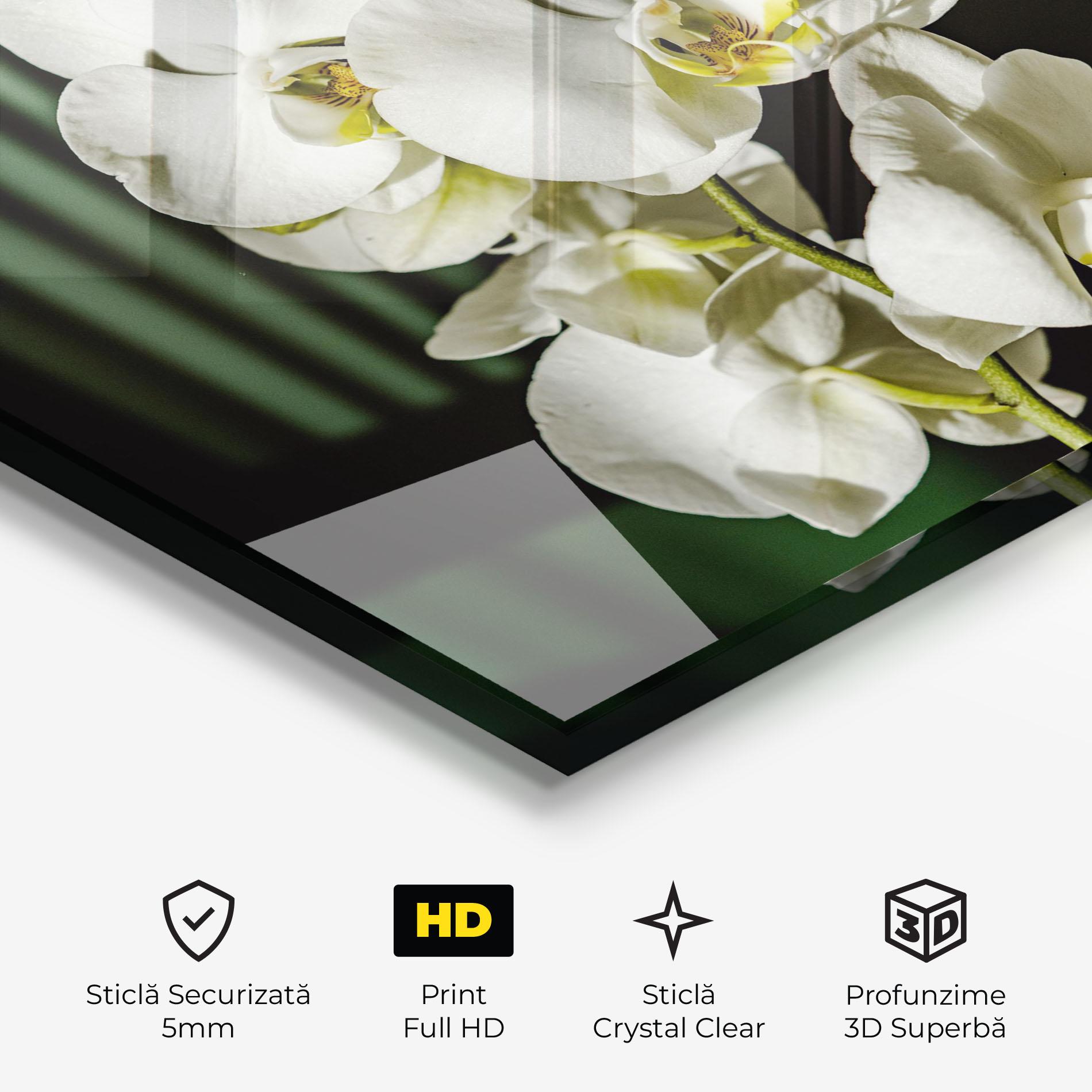 Tablou Sticla Orchid On Green mockup 3