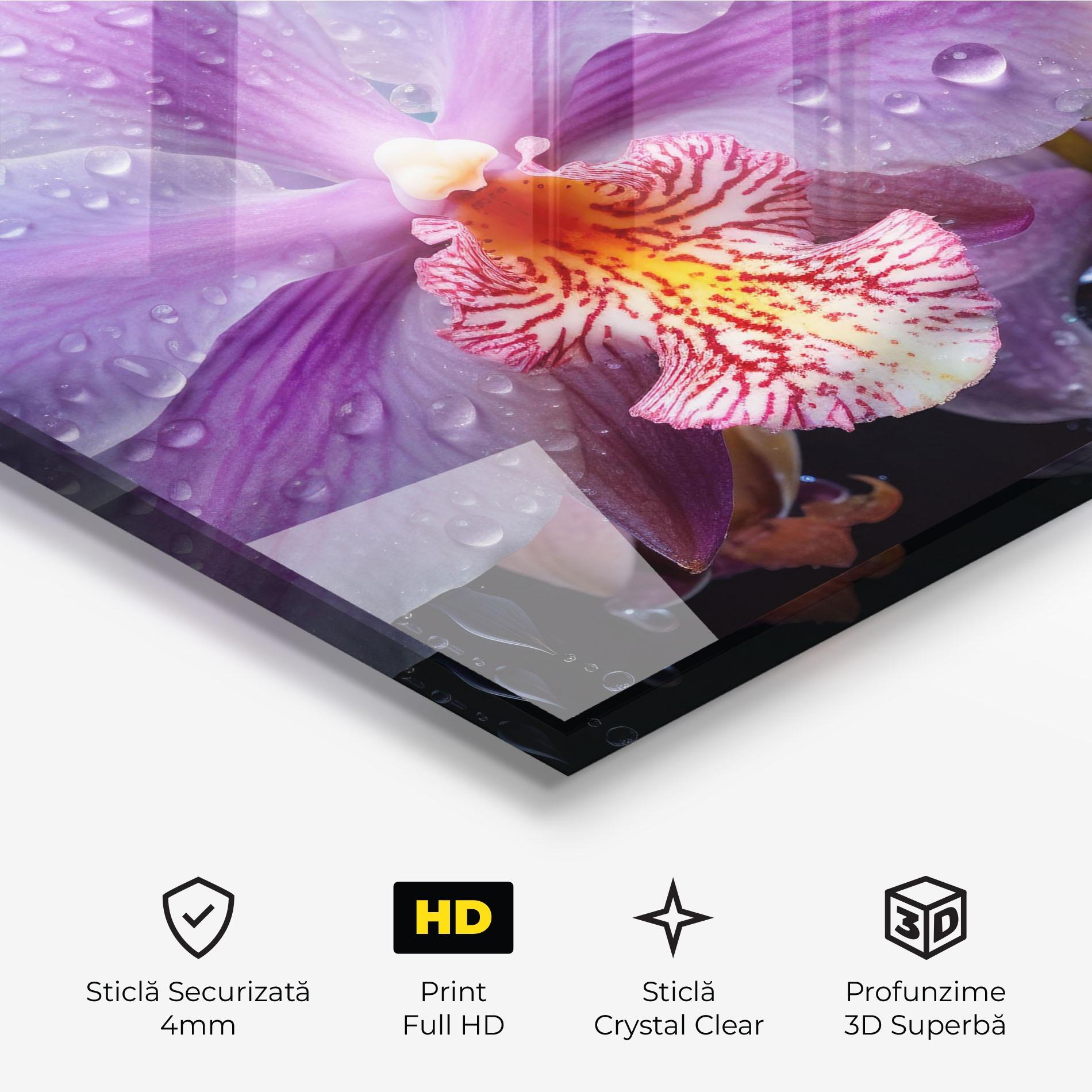 Tablou Sticla Orchid In Rain mockup 3
