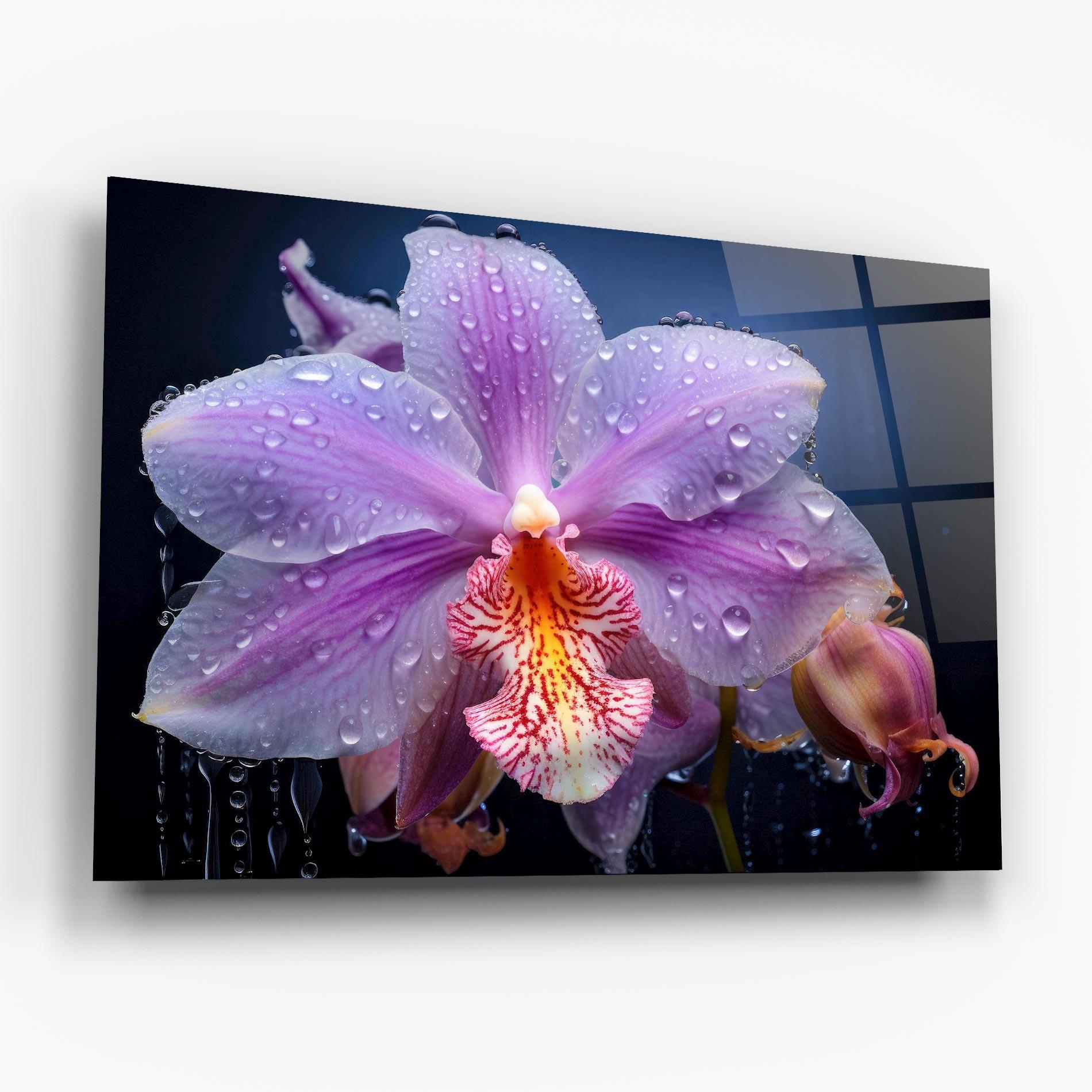 Tablou Sticla Orchid In Rain mockup 6