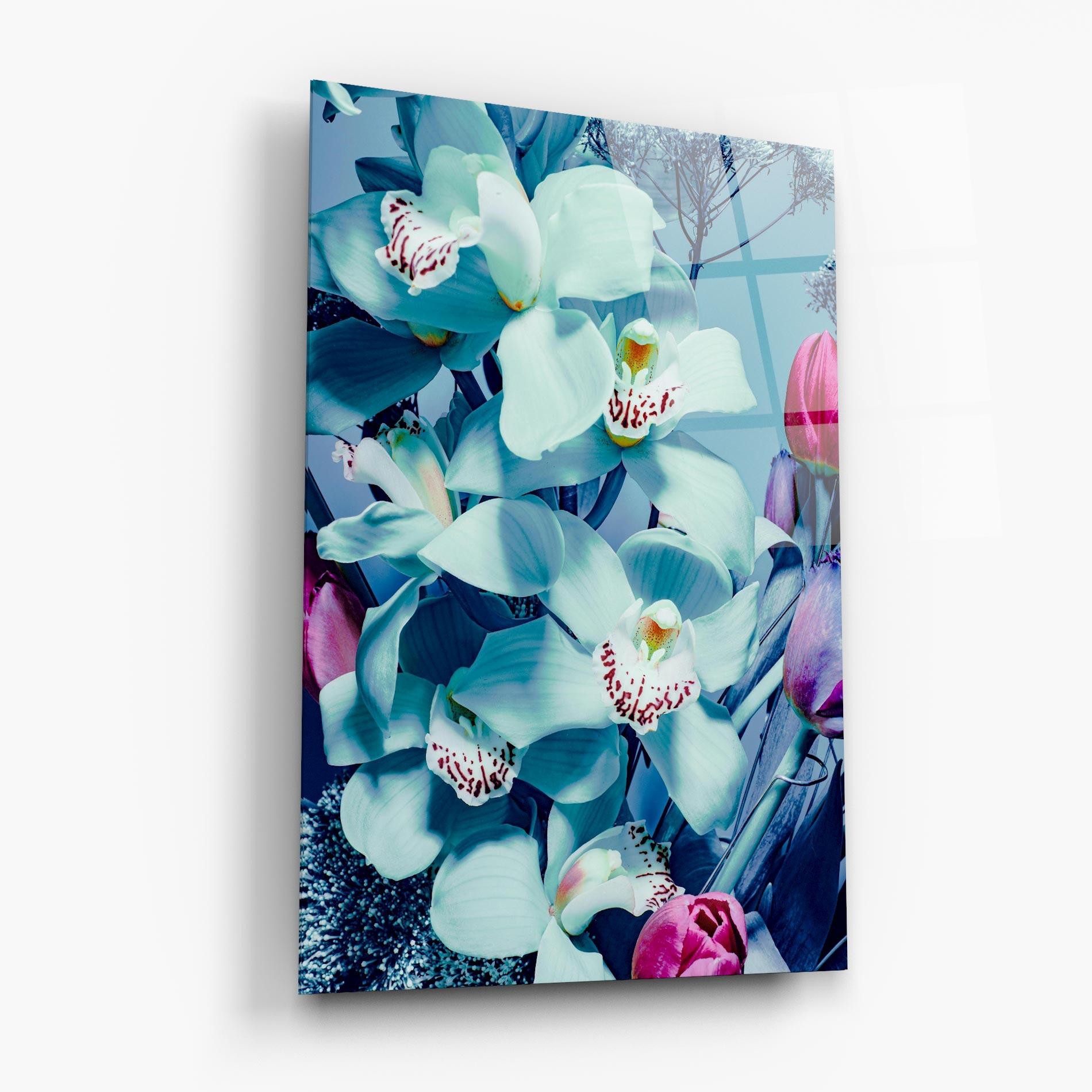 Tablou Sticla Light Blue Orchids mockup 6