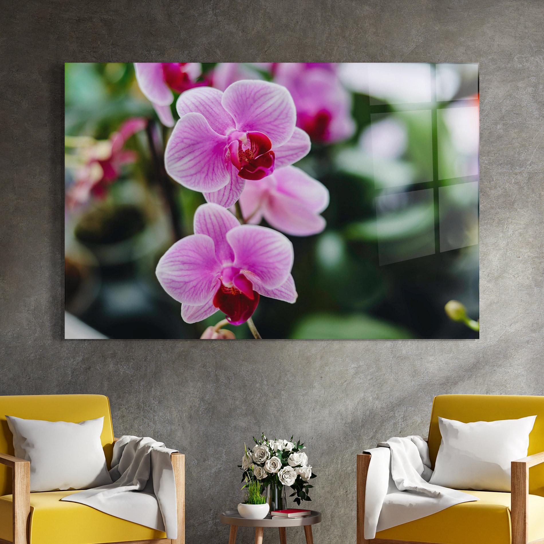 Tablou Sticla Garden Purple Orchids mockup 4