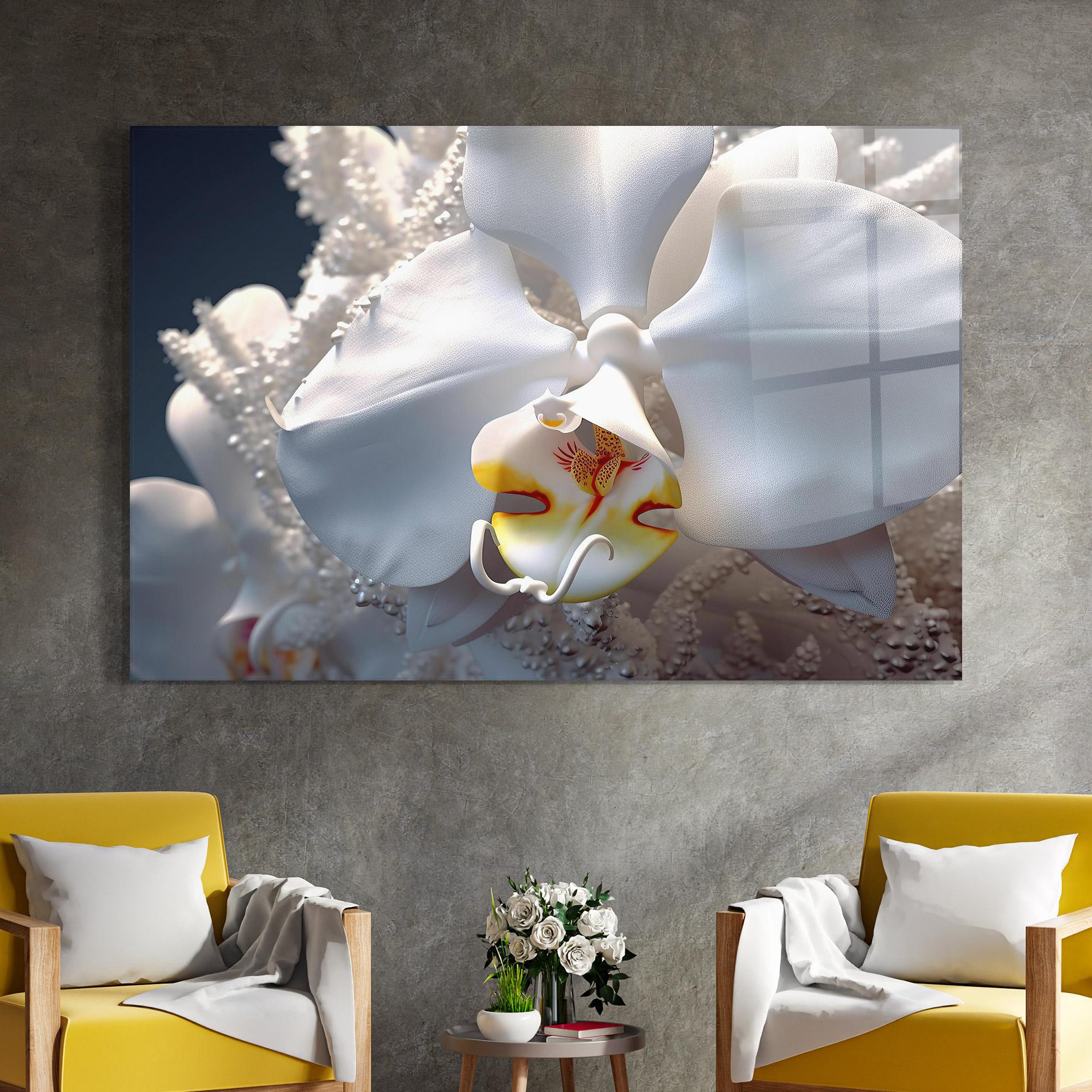 Tablou Sticla Texture White Orchid mockup 4