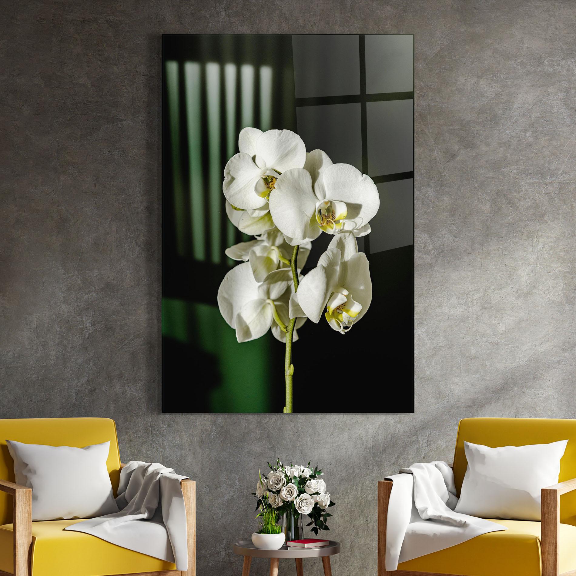 Tablou Sticla Orchid On Green mockup 4
