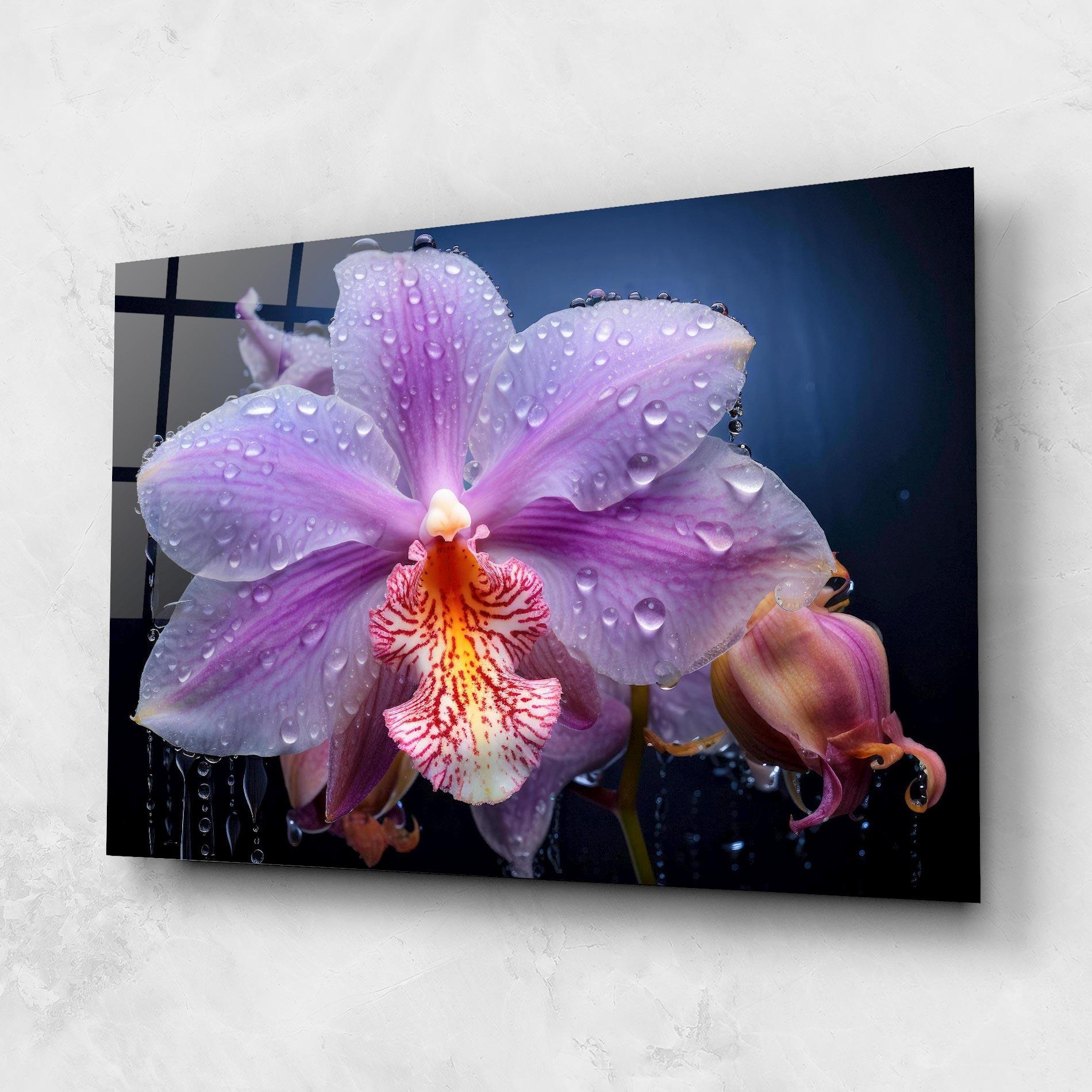 Tablou Sticla Orchid In Rain mockup 1