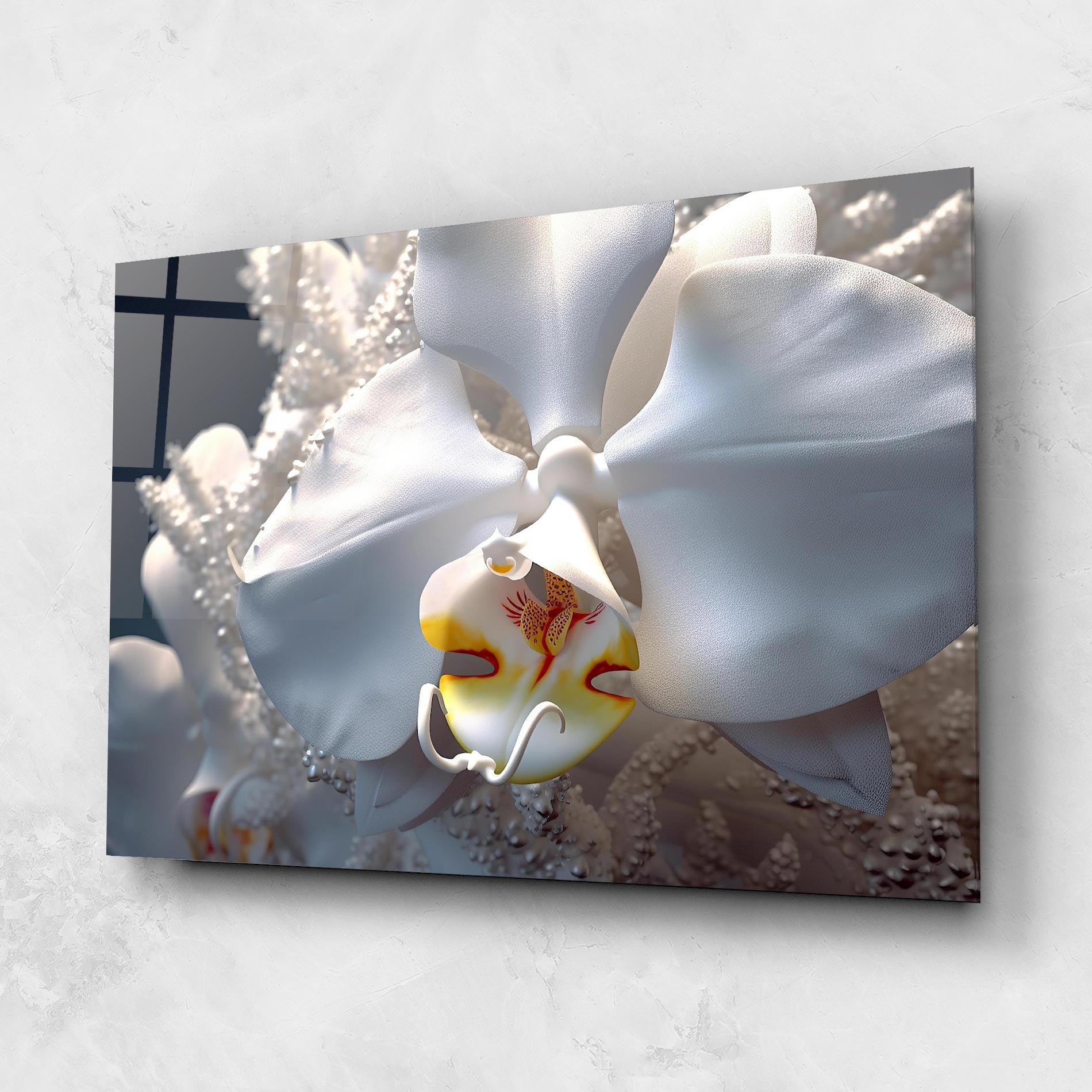 Tablou Sticla Texture White Orchid mockup 1