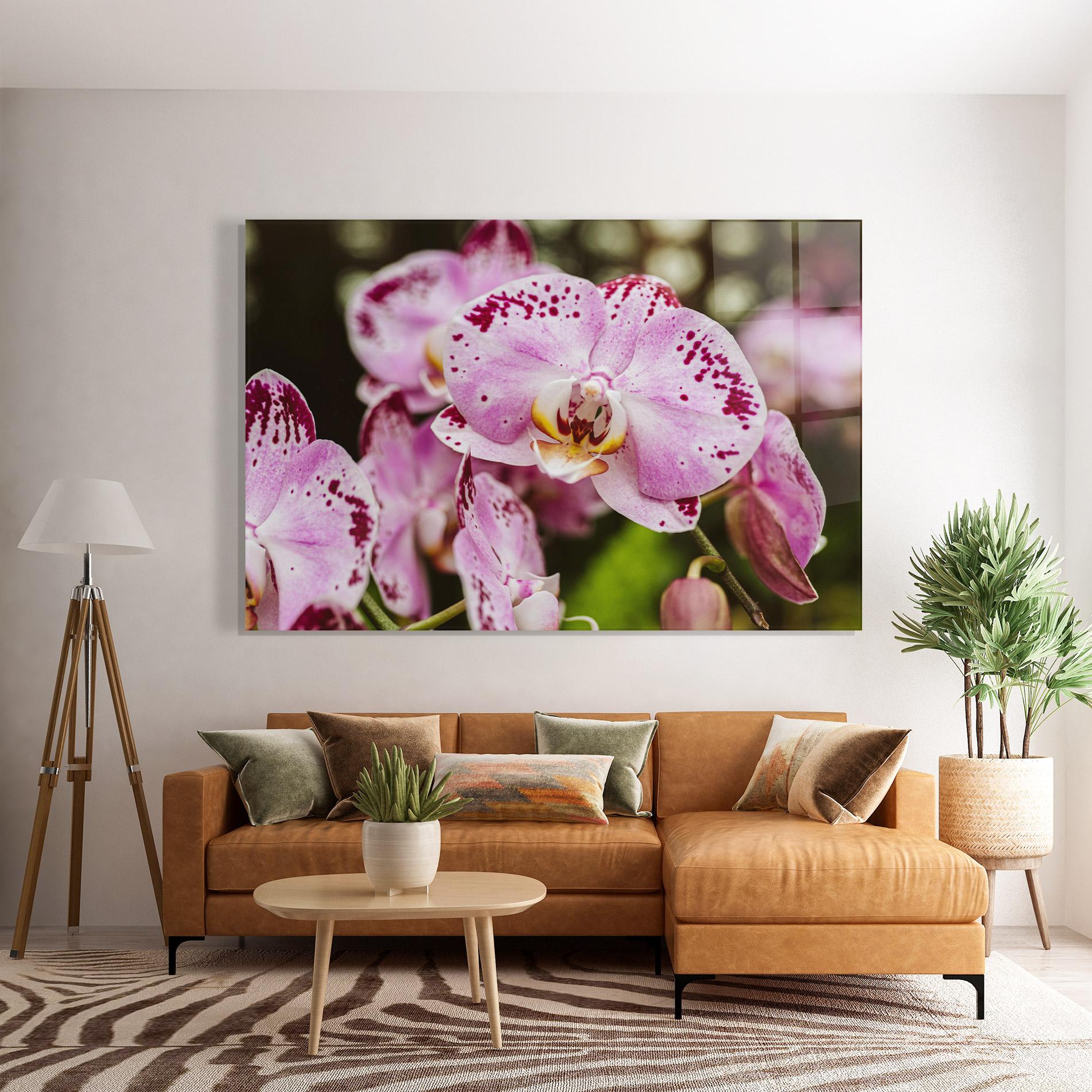 Tablou Sticla Big Pink Orchid In Nature mockup 7