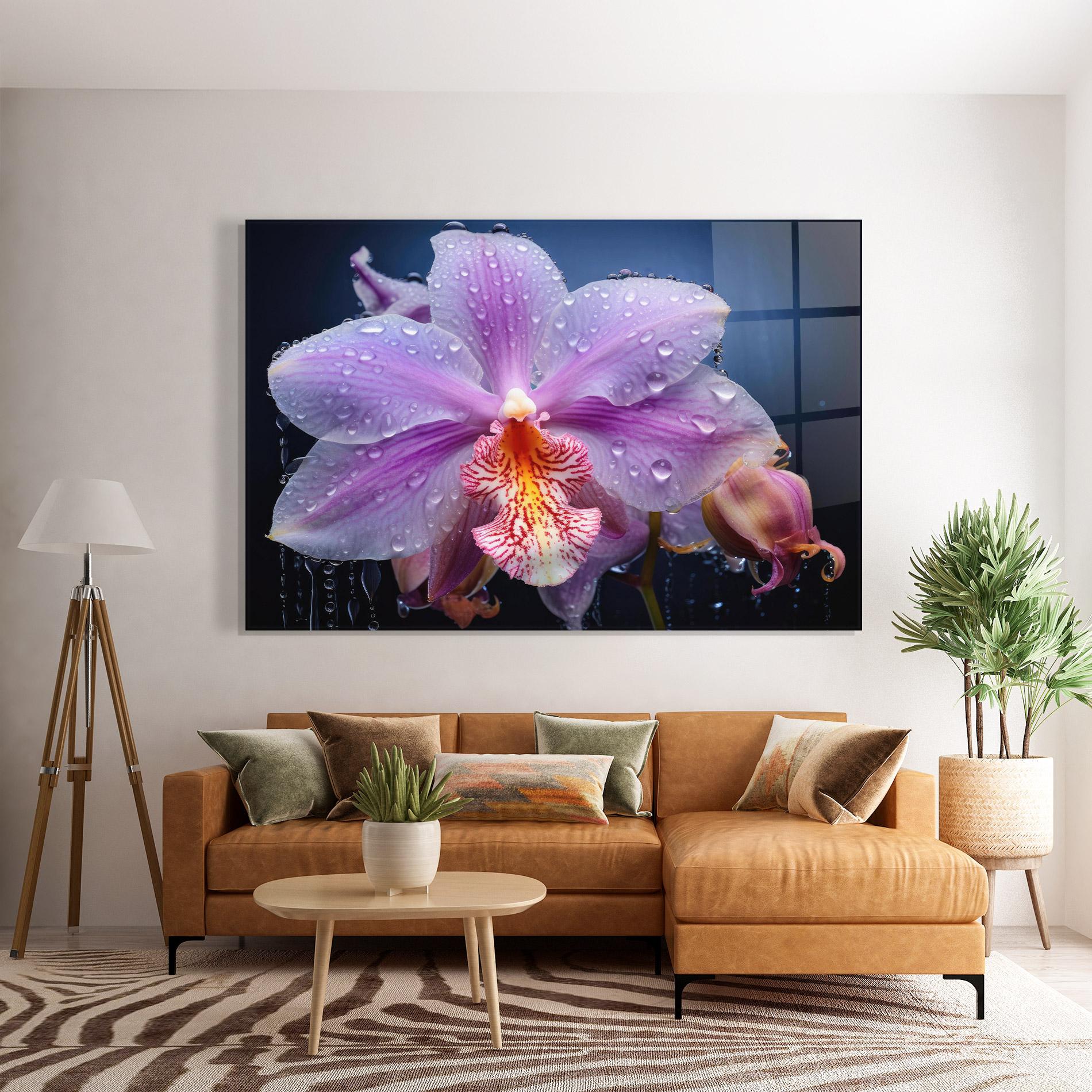 Tablou Sticla Orchid In Rain mockup 7