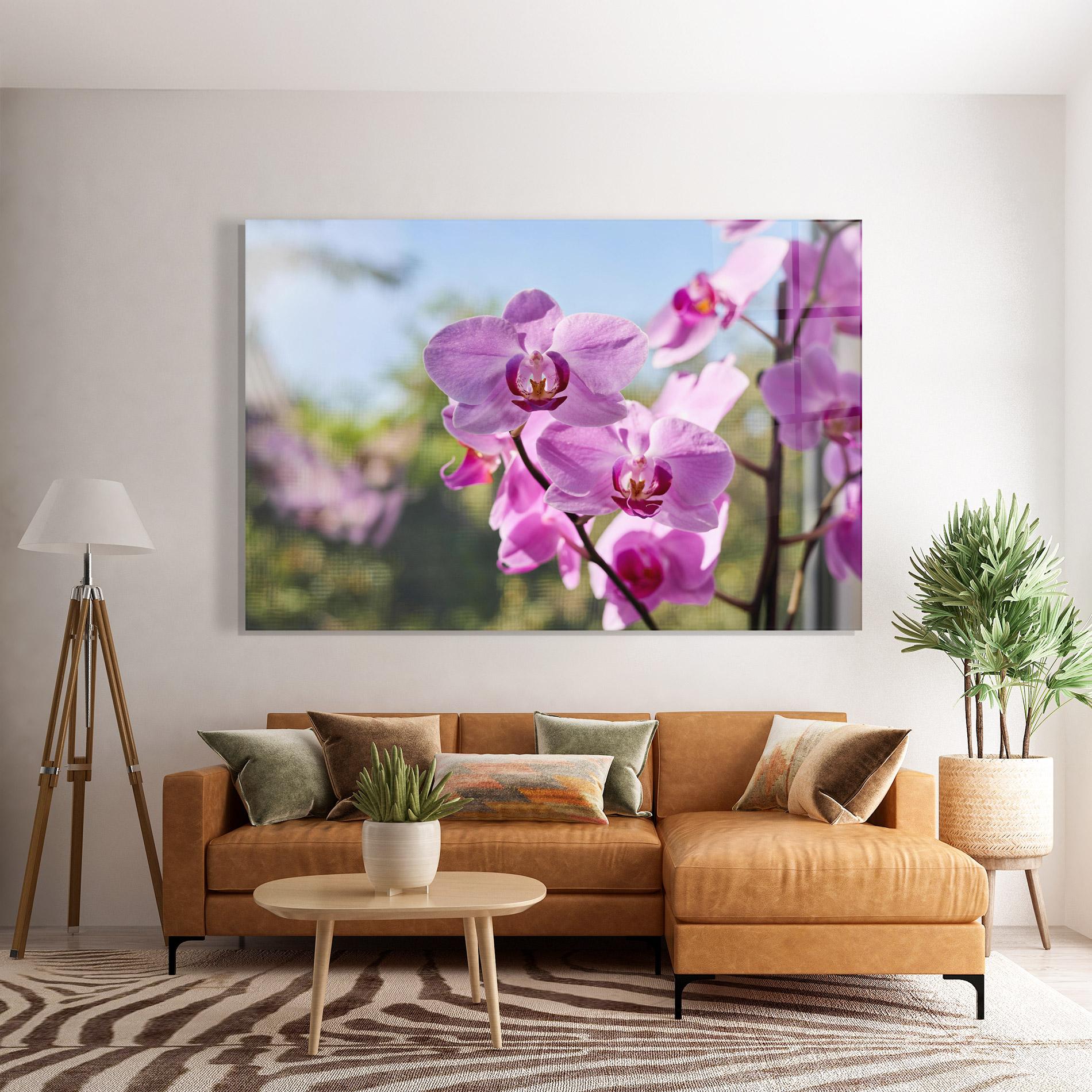 Tablou Sticla Orchids In The Garden mockup 7