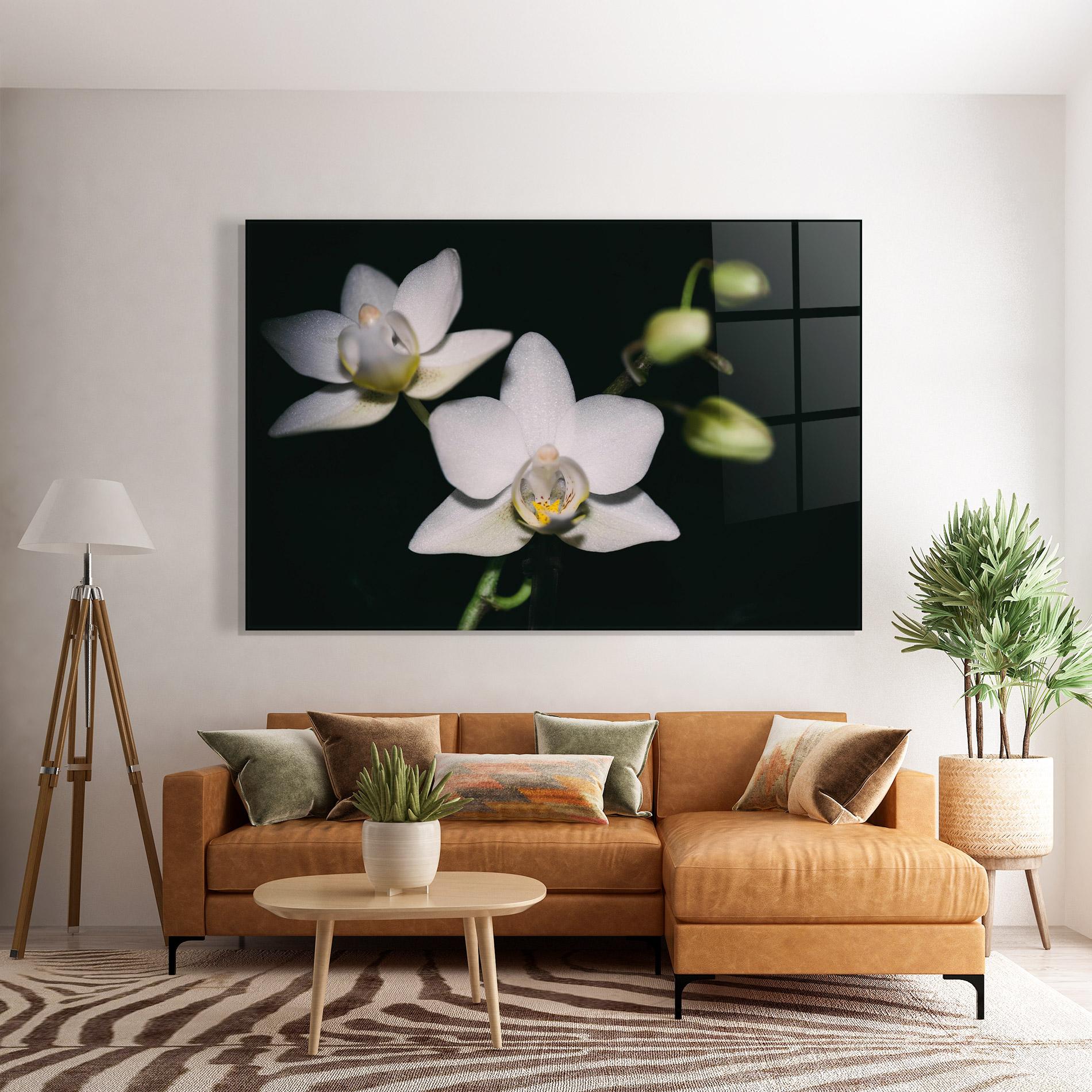 Tablou Sticla Orchids On Black mockup 7