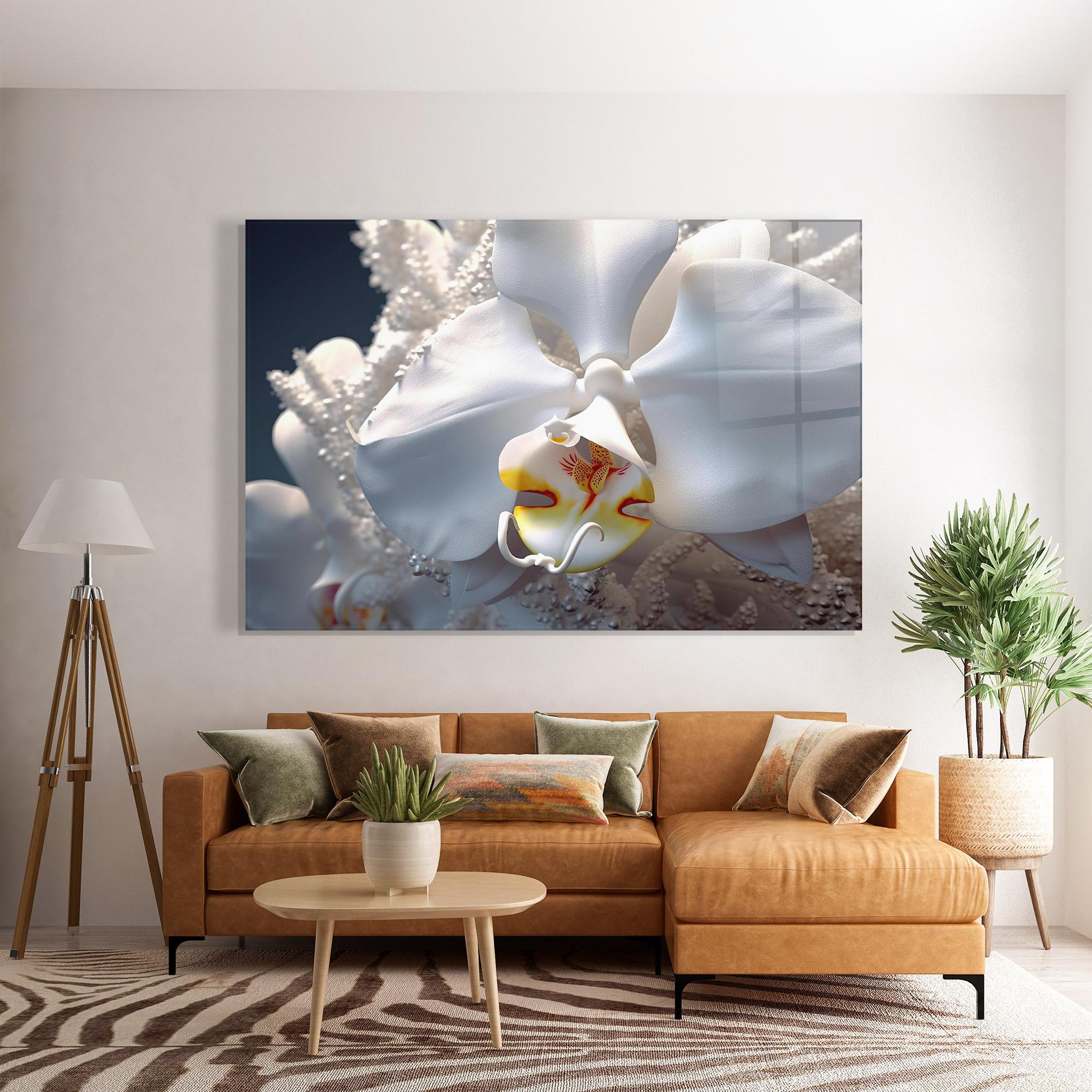 Tablou Sticla Texture White Orchid mockup 7