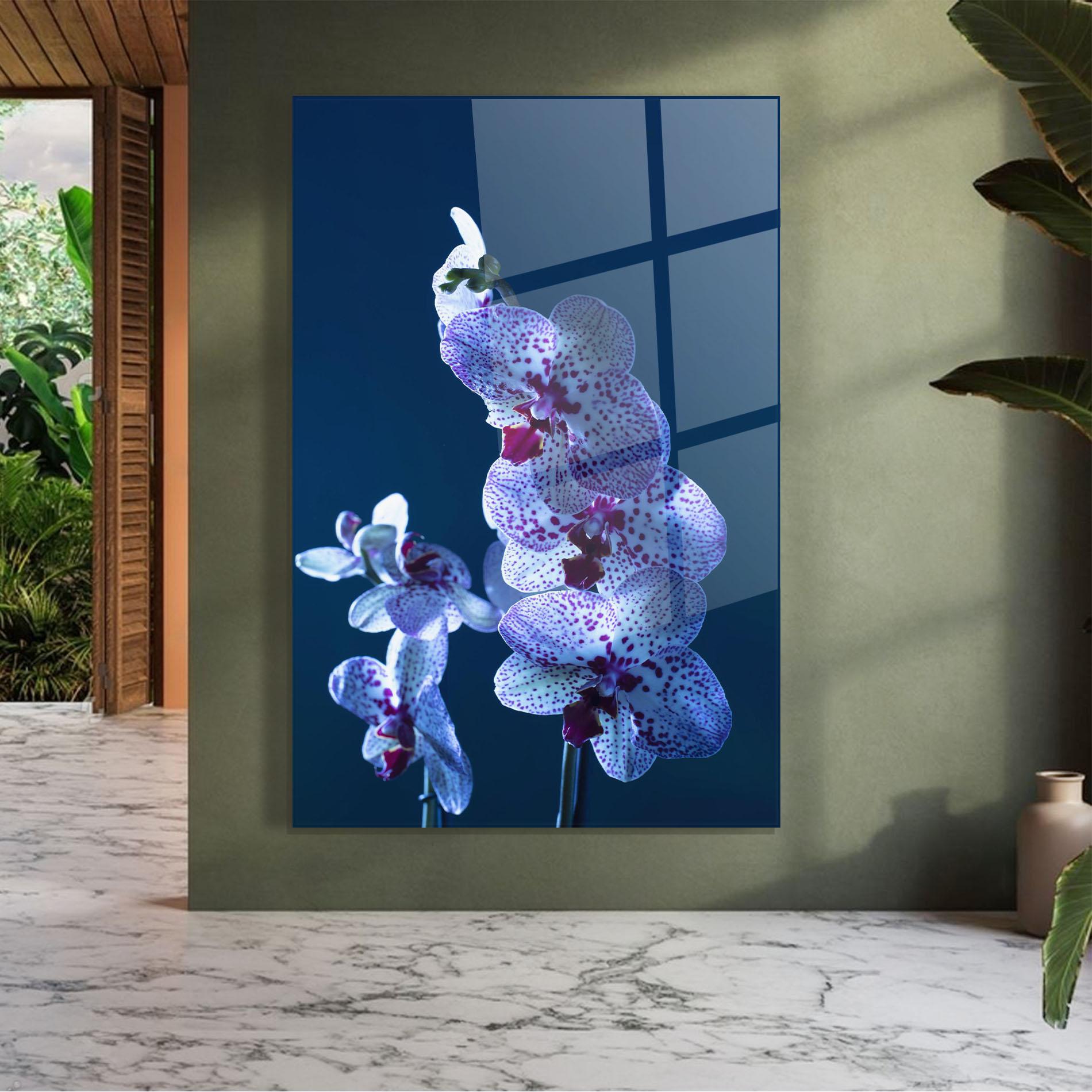 Tablou Sticla Blue Light Orchid mockup 7