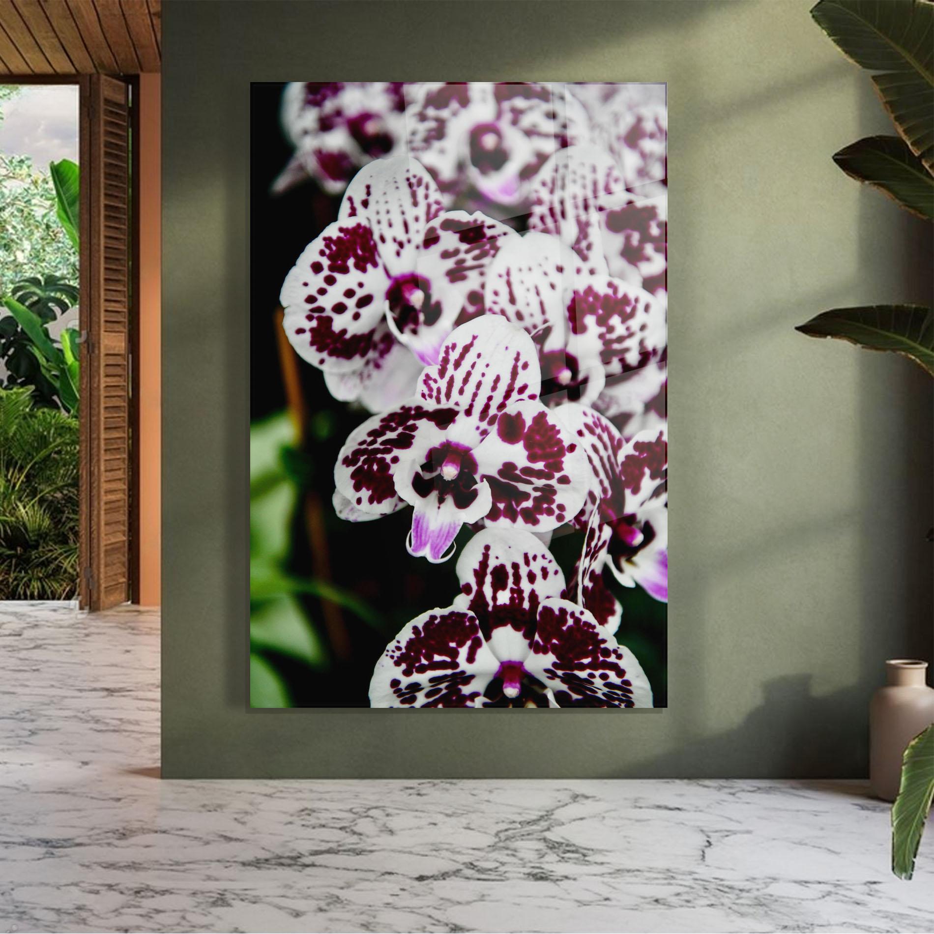 Tablou Sticla Dark Purple Orchids mockup 7