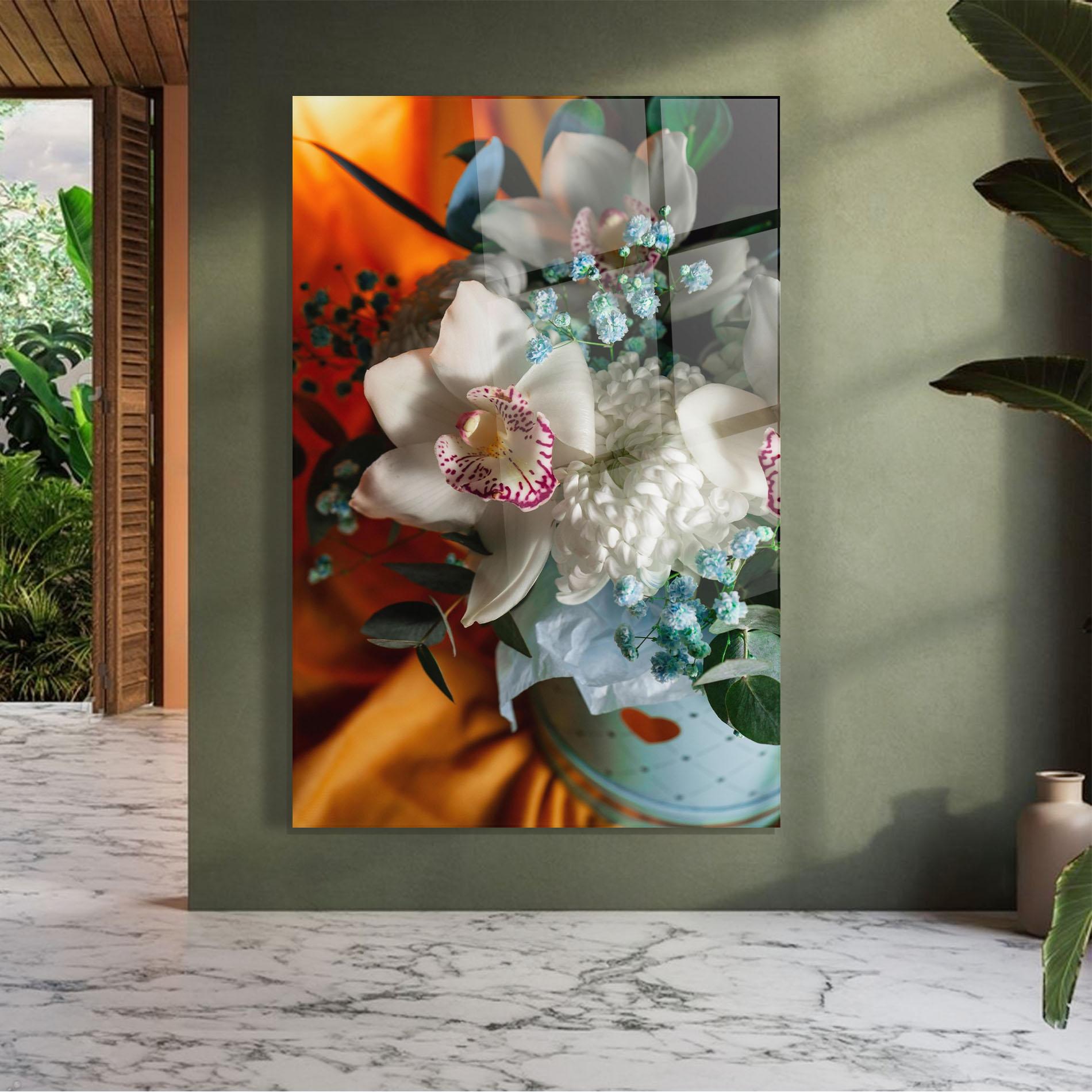 Tablou Sticla Orchid In Vase mockup 7