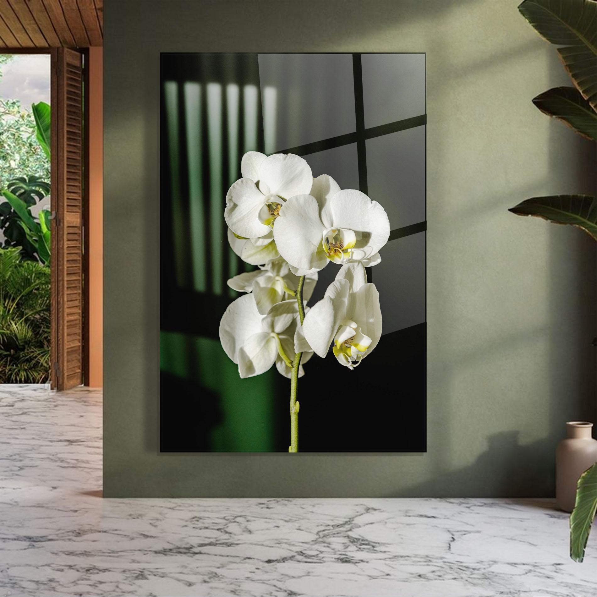 Tablou Sticla Orchid On Green mockup 7