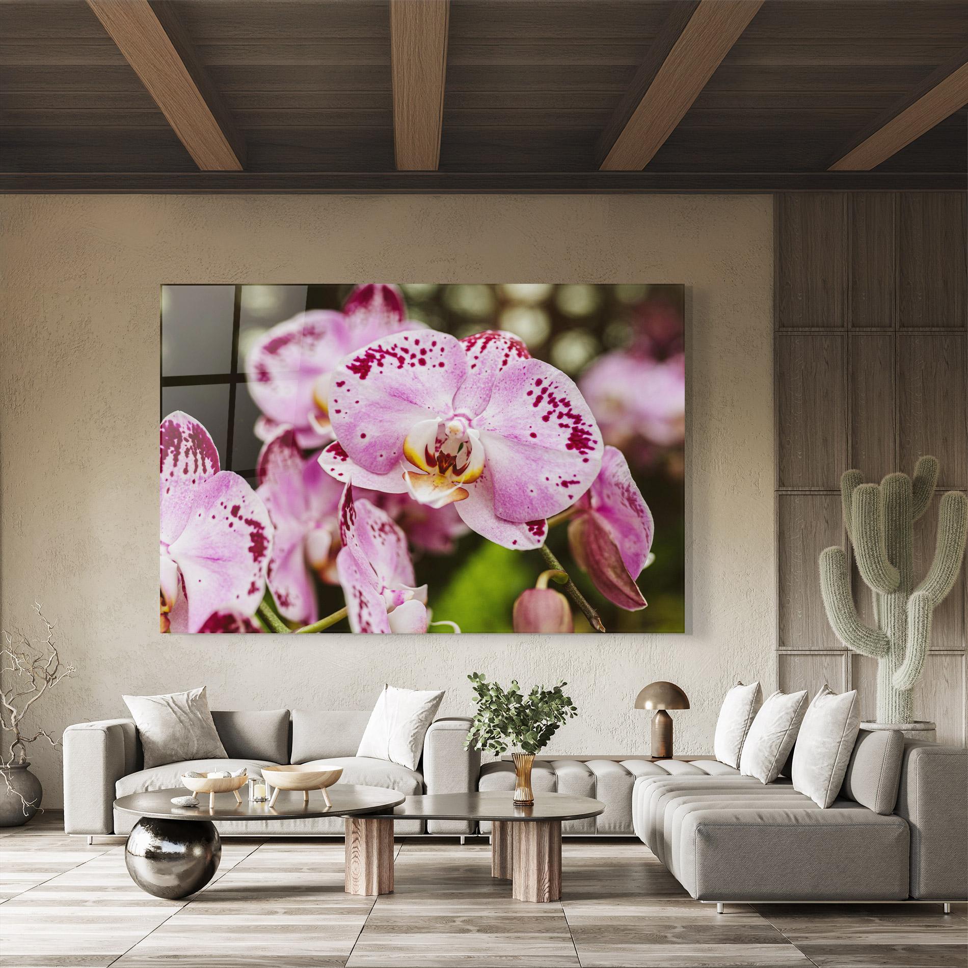 Tablou Sticla Big Pink Orchid In Nature mockup 8
