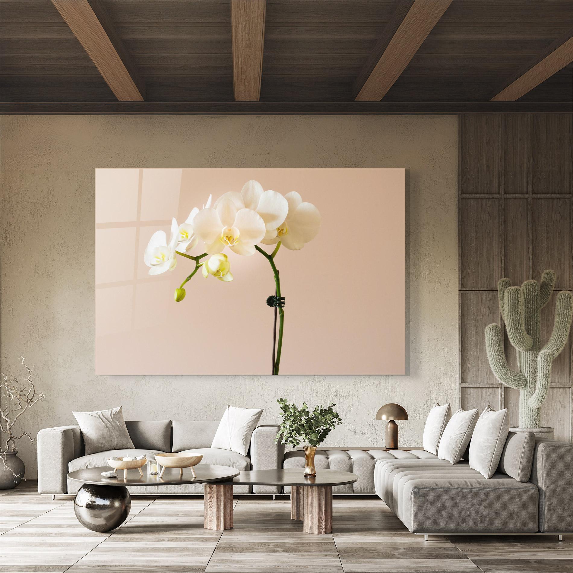 Tablou Sticla Cream Orchid On Pink mockup 8