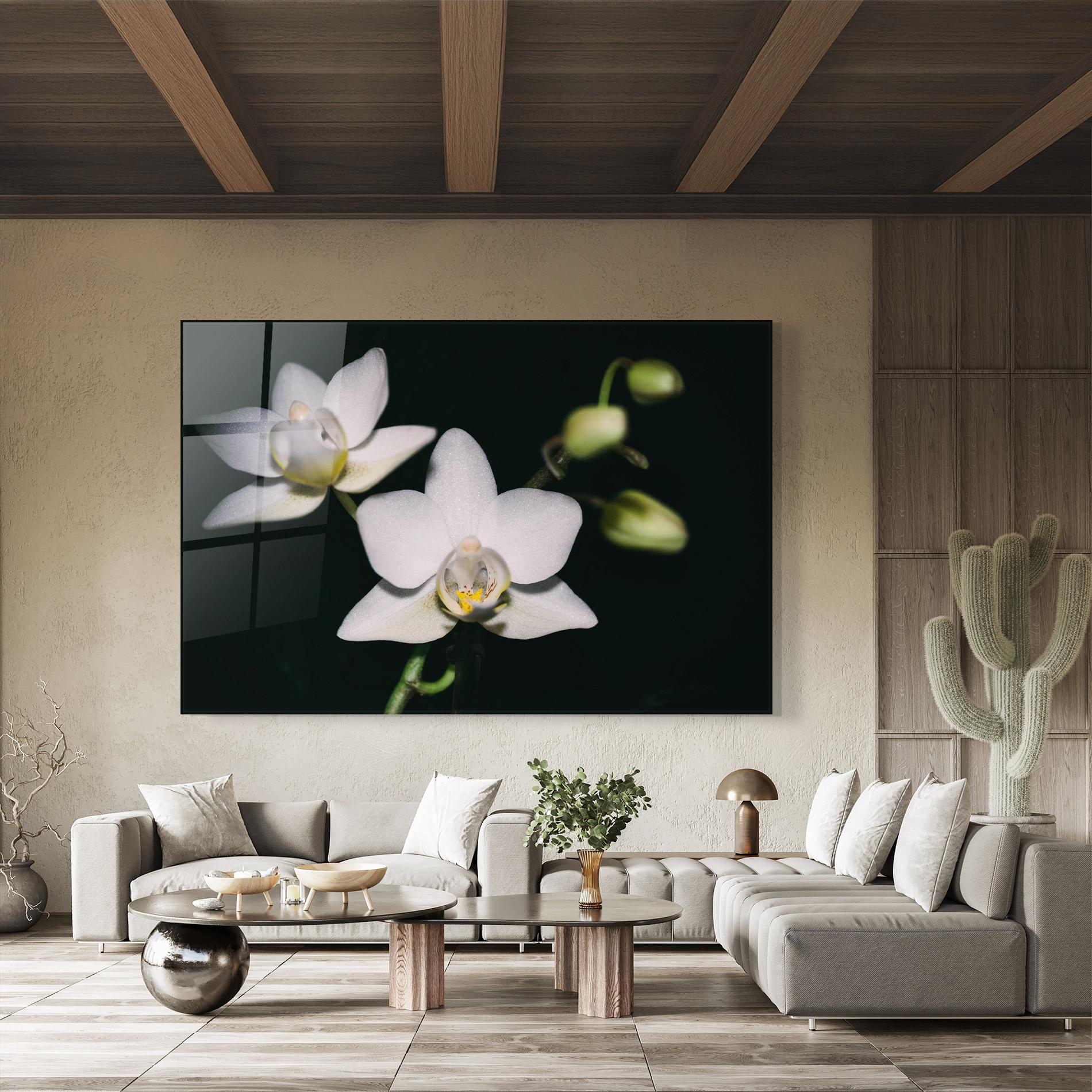 Tablou Sticla Orchids On Black mockup 8