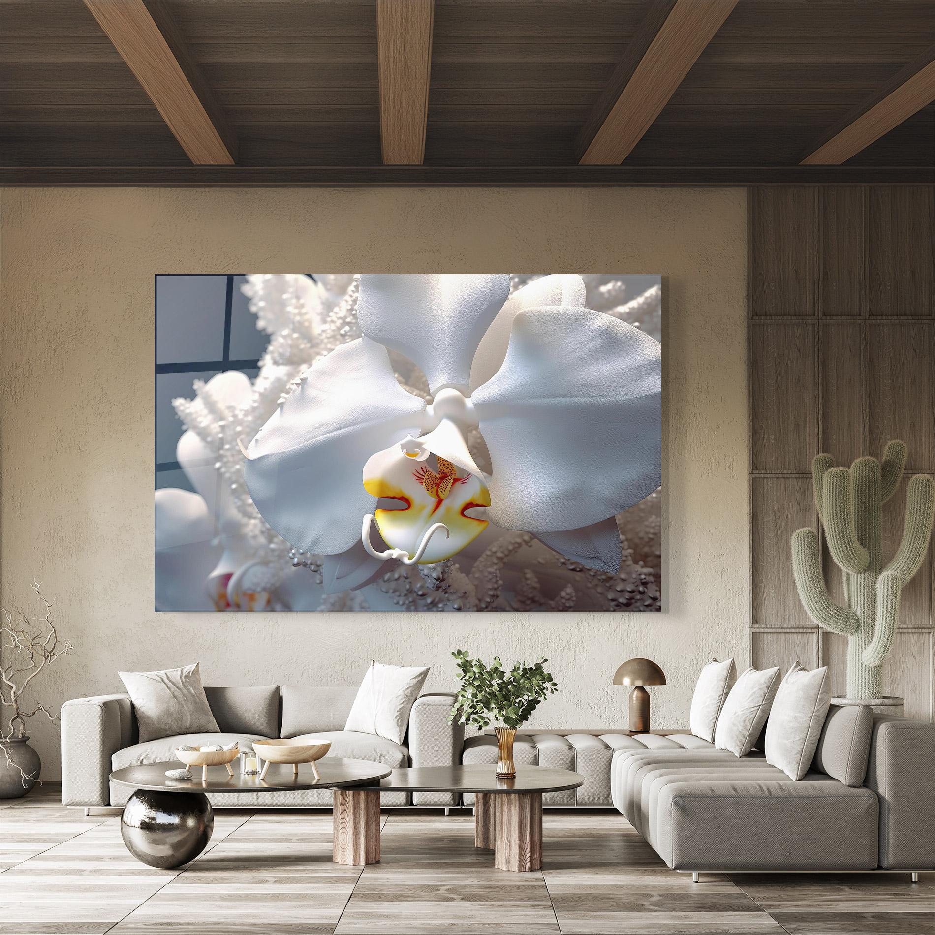 Tablou Sticla Texture White Orchid mockup 8