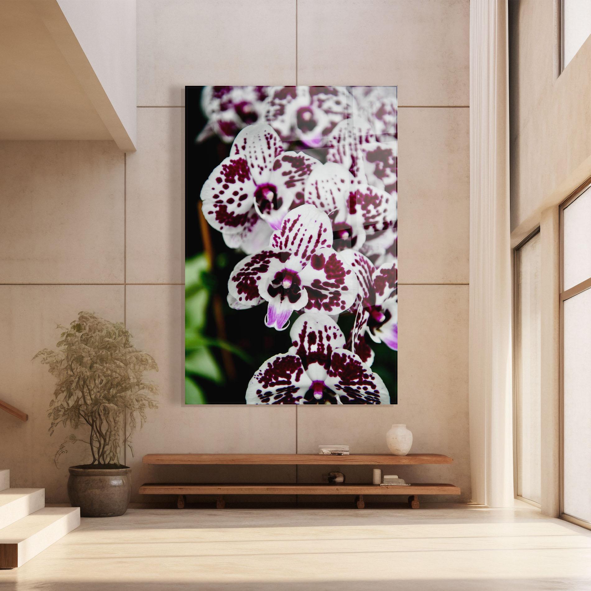 Tablou Sticla Dark Purple Orchids mockup 8