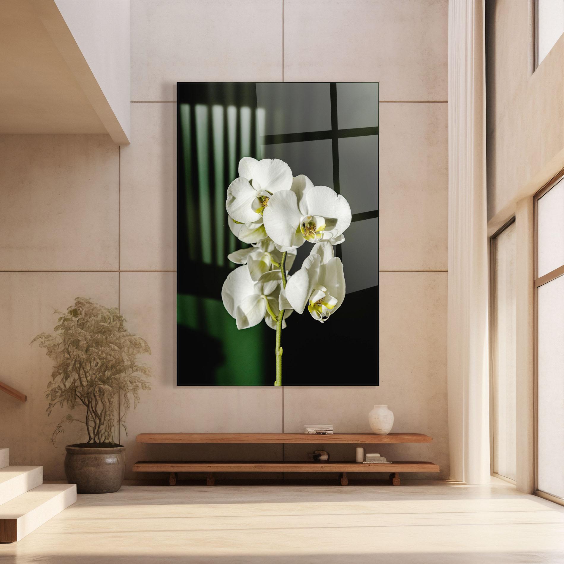 Tablou Sticla Orchid On Green mockup 8