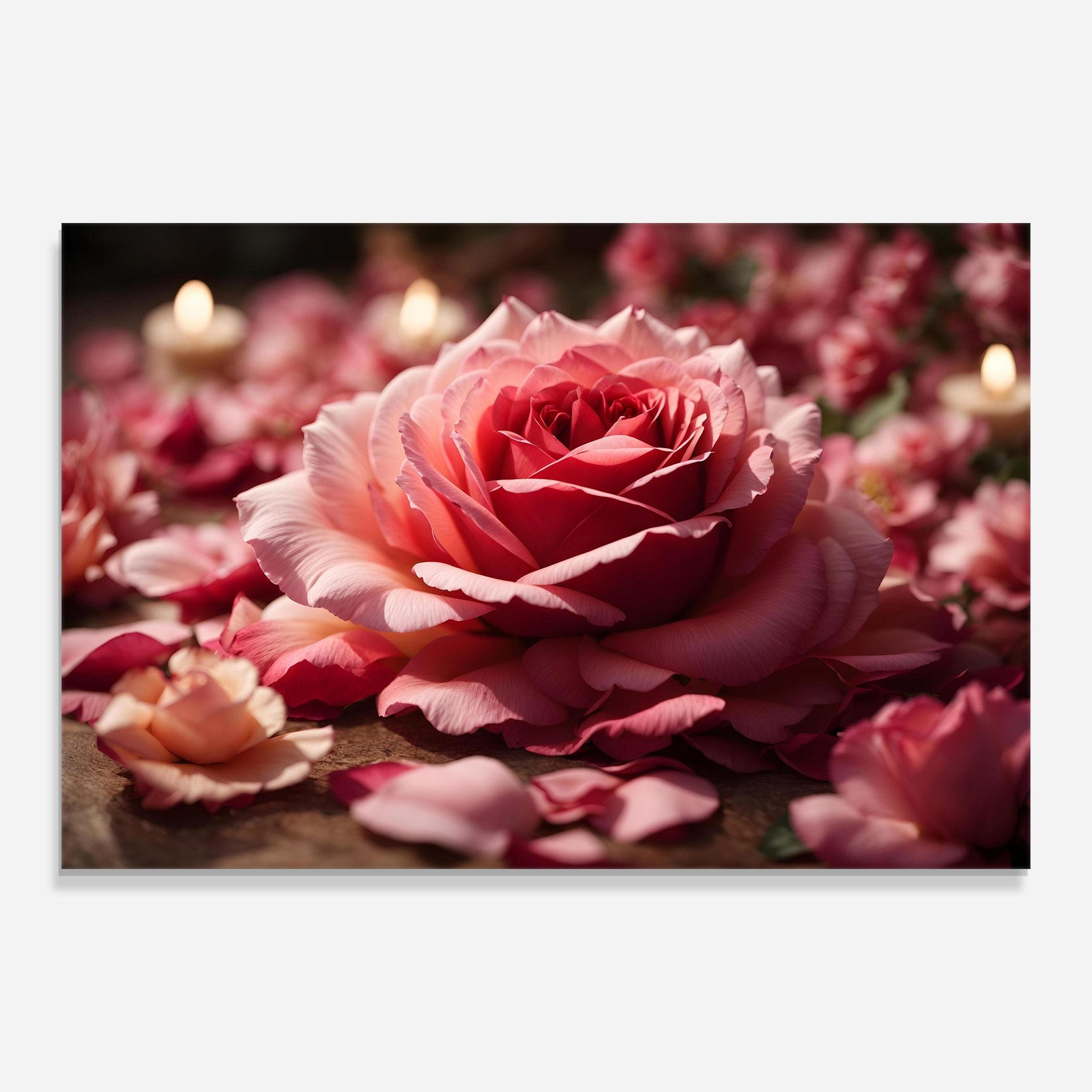 Tablou Sticla Big Pink Rose mockup 0