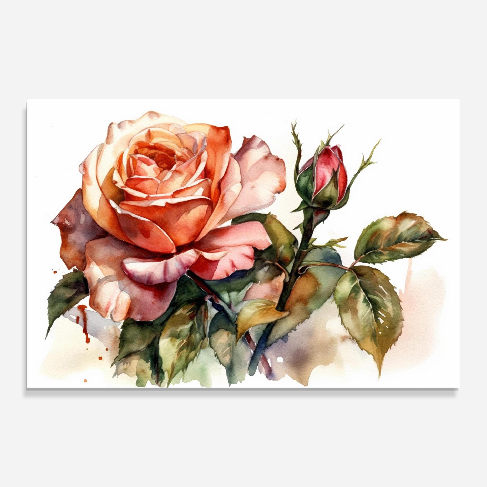 Tablou Sticla Big Rose Painted mockup 0