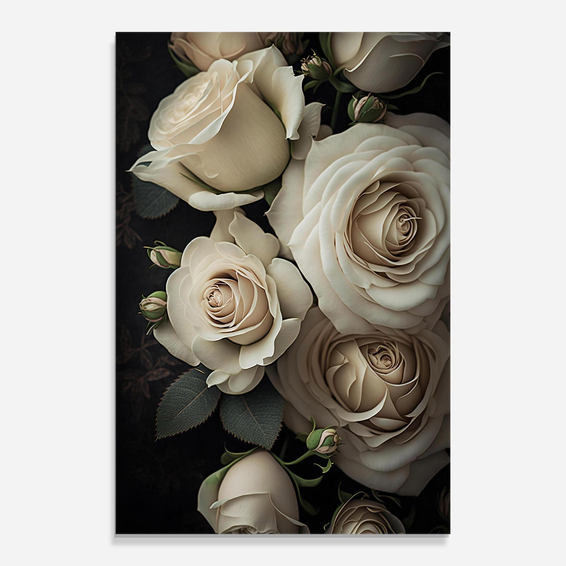 Tablou Sticla Cream Roses Close Up mockup 0