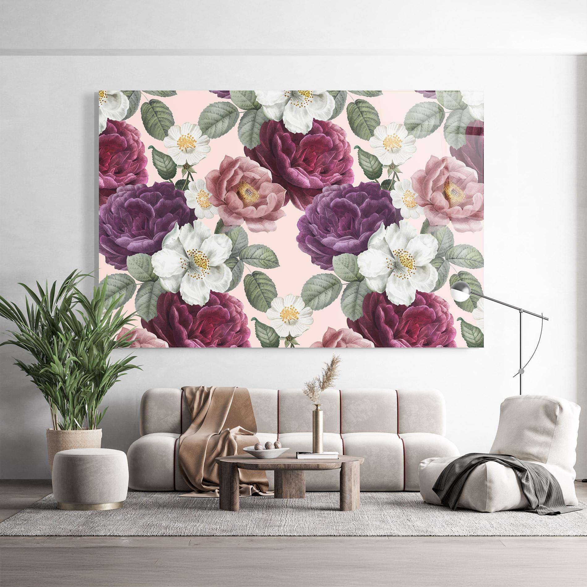 Tablou Sticla Amestec Flori mockup 9